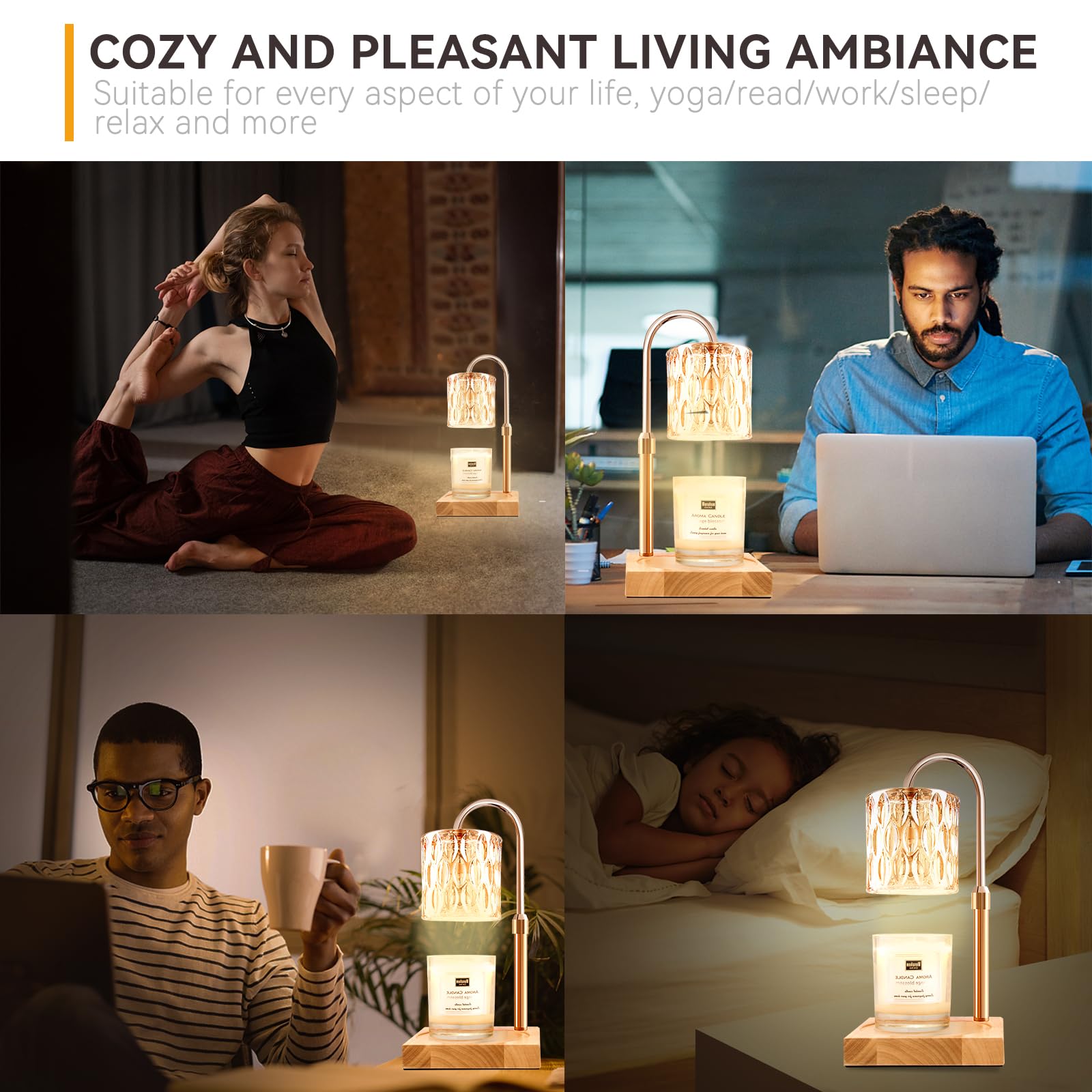 Candle Warmer Lamp with 3 Bulbs, Adjustable Height Dimmable Candle Warmer with Timer, Candle Lamp with Charming Gift Box Ribbon,Birthday Gifts for Women Mom, House Warming Gifts New Home Decor jlhbookstore.store