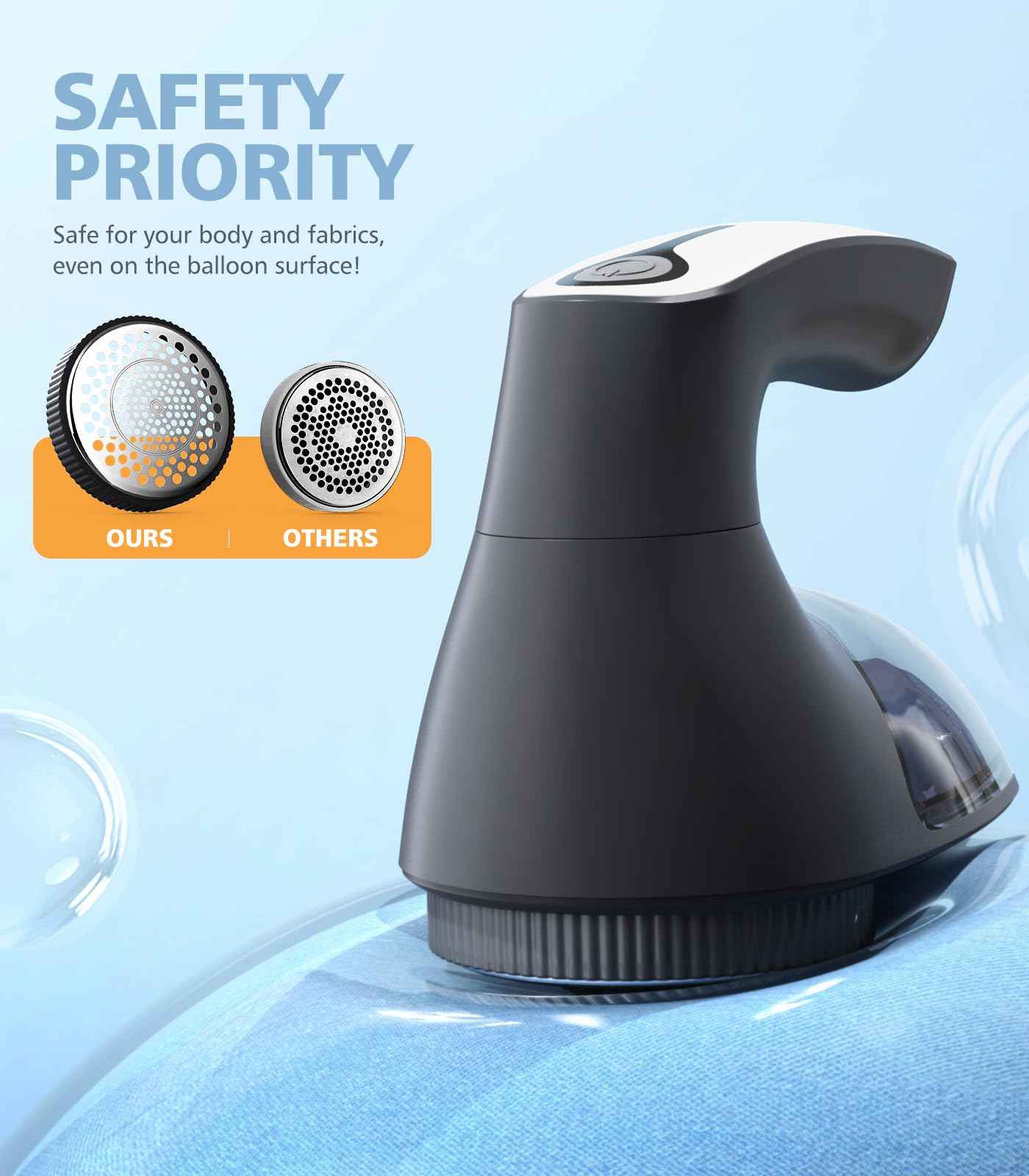 POPCHOSE Fabric Shaver, Lint Remover for Clothes, Lint Shaver with 6-Leaf Blades, 2 Speed Sweater Shavers to Remove Pilling for Clothing, Couch, Furniture, Fuzz, USB Rechargeble, Gray…