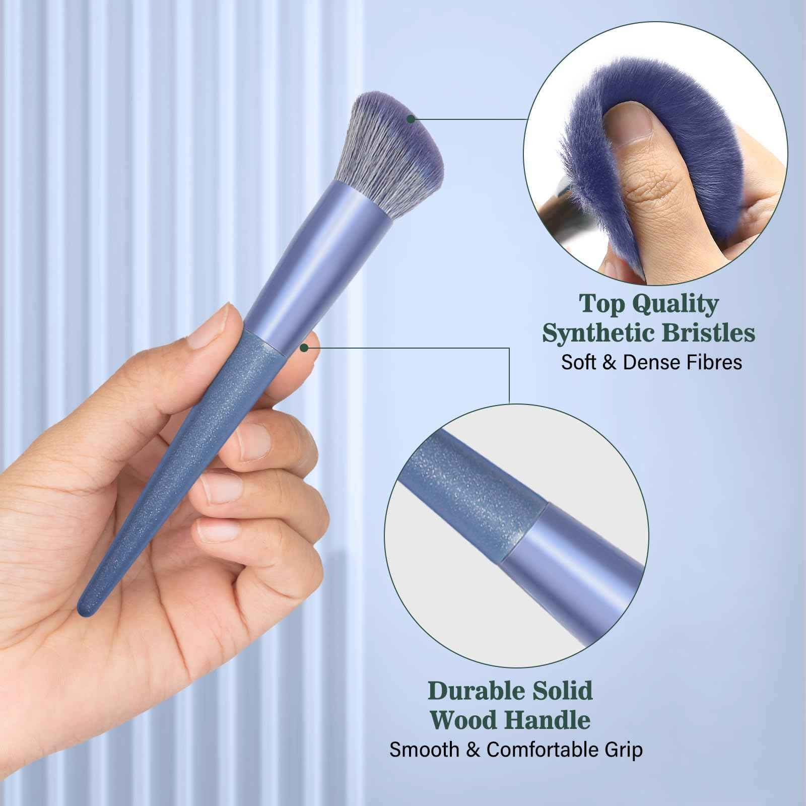 Makeup Brushes With Case 20PCs Professional Makeup Brush Set, Foundation Powder Eyeshadow Brush Set Eyebrow Concealer Contour Travel Brushes Kit with Holder & 2 Powder Puff-White