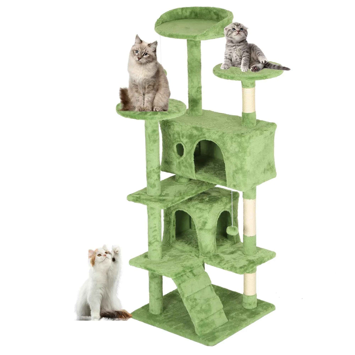 FDW Cat Tree 54in Cat Tower Multi-Level Durable Cat Scratching Post & Cozy Fun Cat Jumping Platform Space Saving Cat Condo Pet Play House for Indoor Cats,Dark Gray