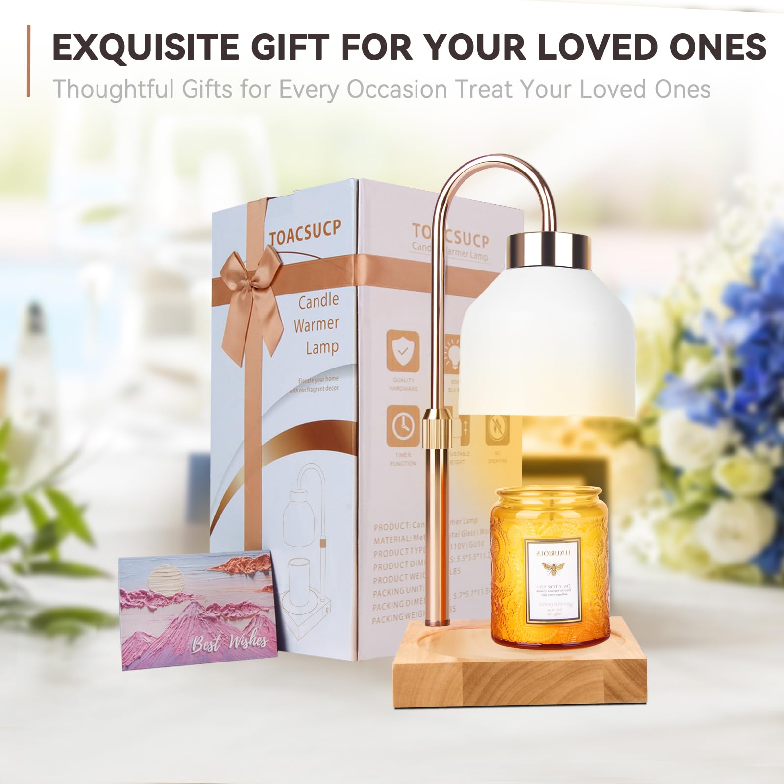 Candle Warmer Lamp with 3 Bulbs, Adjustable Height Dimmable Candle Warmer with Timer, Candle Lamp with Charming Gift Box Ribbon,Birthday Gifts for Women Mom, House Warming Gifts New Home Decor jlhbookstore.store