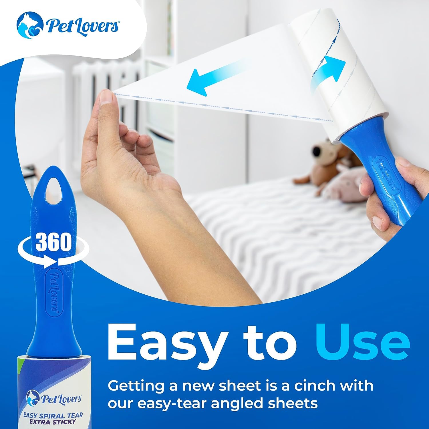 PetLovers Extra Sticky Lint Roller Mega Value Set 450 Sheets for Pet Hair Removal and Clothes, Dog and Cat Lint Remover 5 Pack jlhbookstore.store