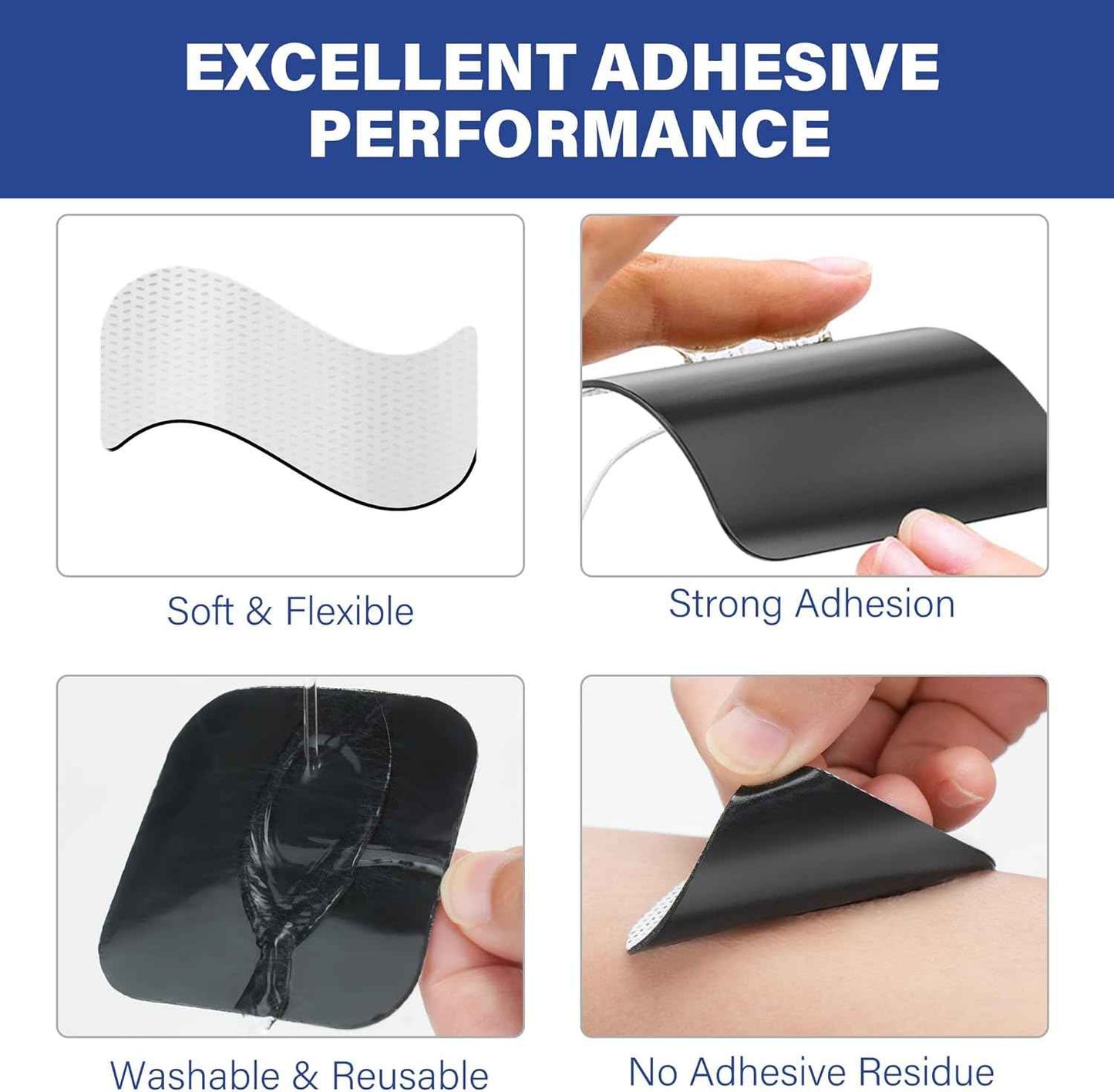 LotFancy TENS Unit Electrode Pads, 40PCS 2"x2" TENS Unit Pads for EMS Muscle Stimulator Electrotherapy, Self-Adhesive TENS Pads Replacement, Reusable and Latex-Free