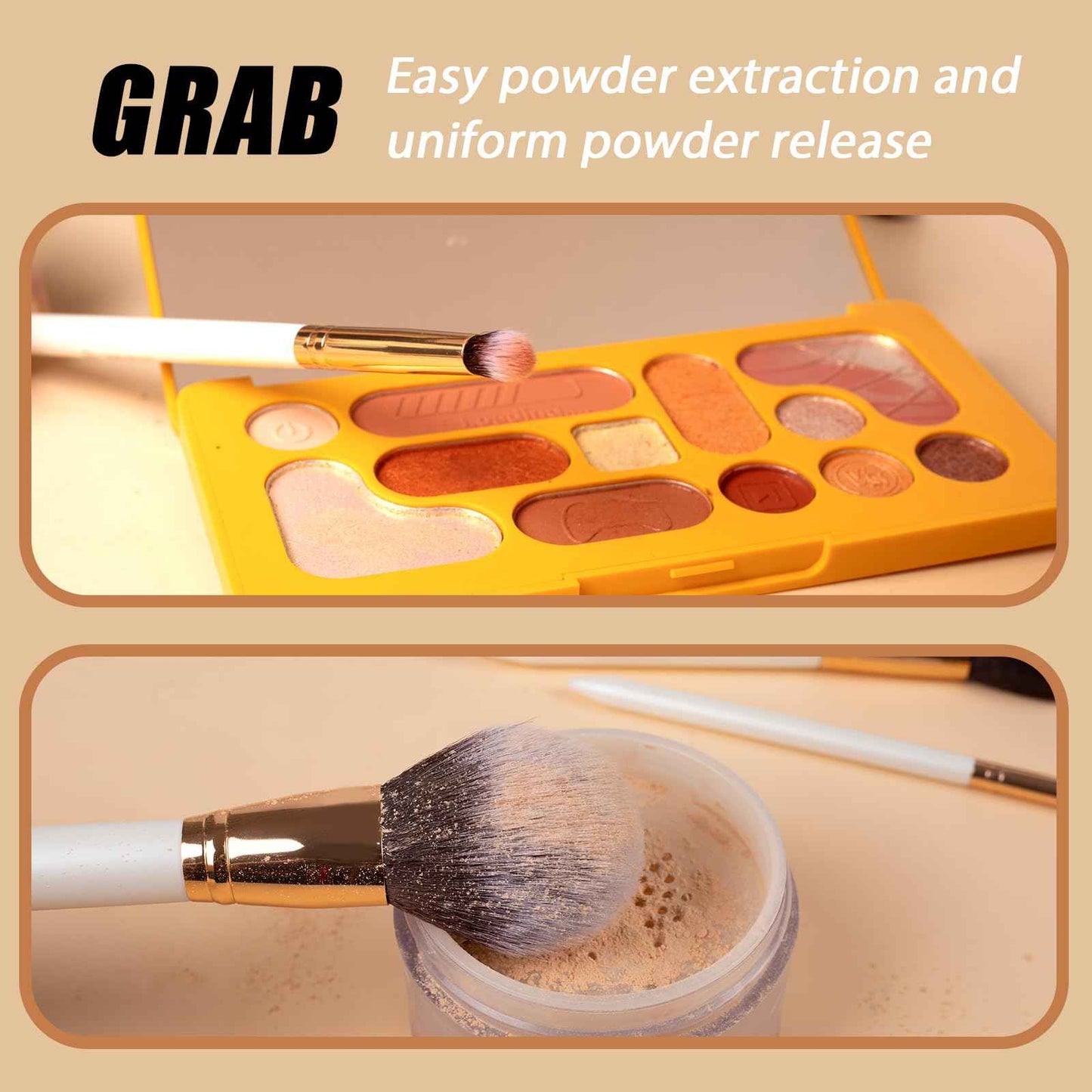 OMANIAC Makeup Brush Set Professional, 12 Pearlescent Wood Handle Makeup Brushes, Premium Cruelty-Free Synthetic Fiber Hair, Travel Make up Brushes Set with Case (Black).