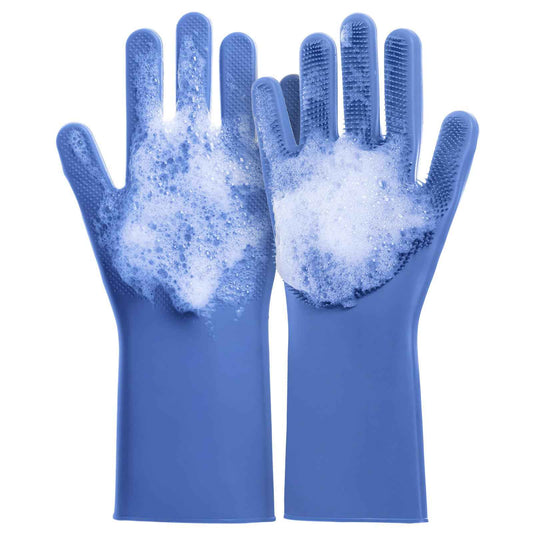 DELOMO Dog Washing Gloves 1 Pair: Soft and Gentle Silicone Pet Grooming Gloves - Bathing Scrubber Brush Mitt Grooming Shedding Fur Removal Massage for Dogs/Cats/Horse, Purple