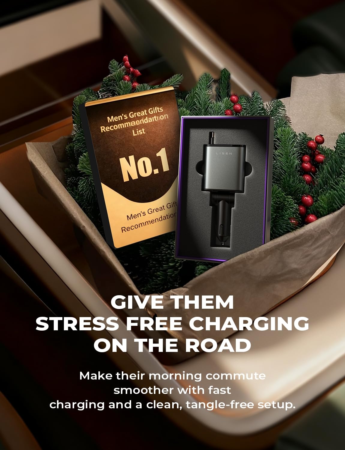 LISEN Retractable Car Charger, Gifts for Men Women, 69W Cars Adapter USB C Fast Charger for iPhoen 17, Car Accessories for Men Women, Gifts for Dad Mom, for iPhone 17 Pro Max Air 16 15 14 13 12 Plus