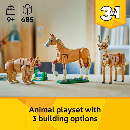 LEGO Creator 3 in 1 Beautiful Horse Building Toy for Kids - Building Blocks & Learning Toy for Girls & Boys, Ages 9+, Create a Horse, Bear, or Deer Toy with 1 Set - Gift for Birthdays - 31166