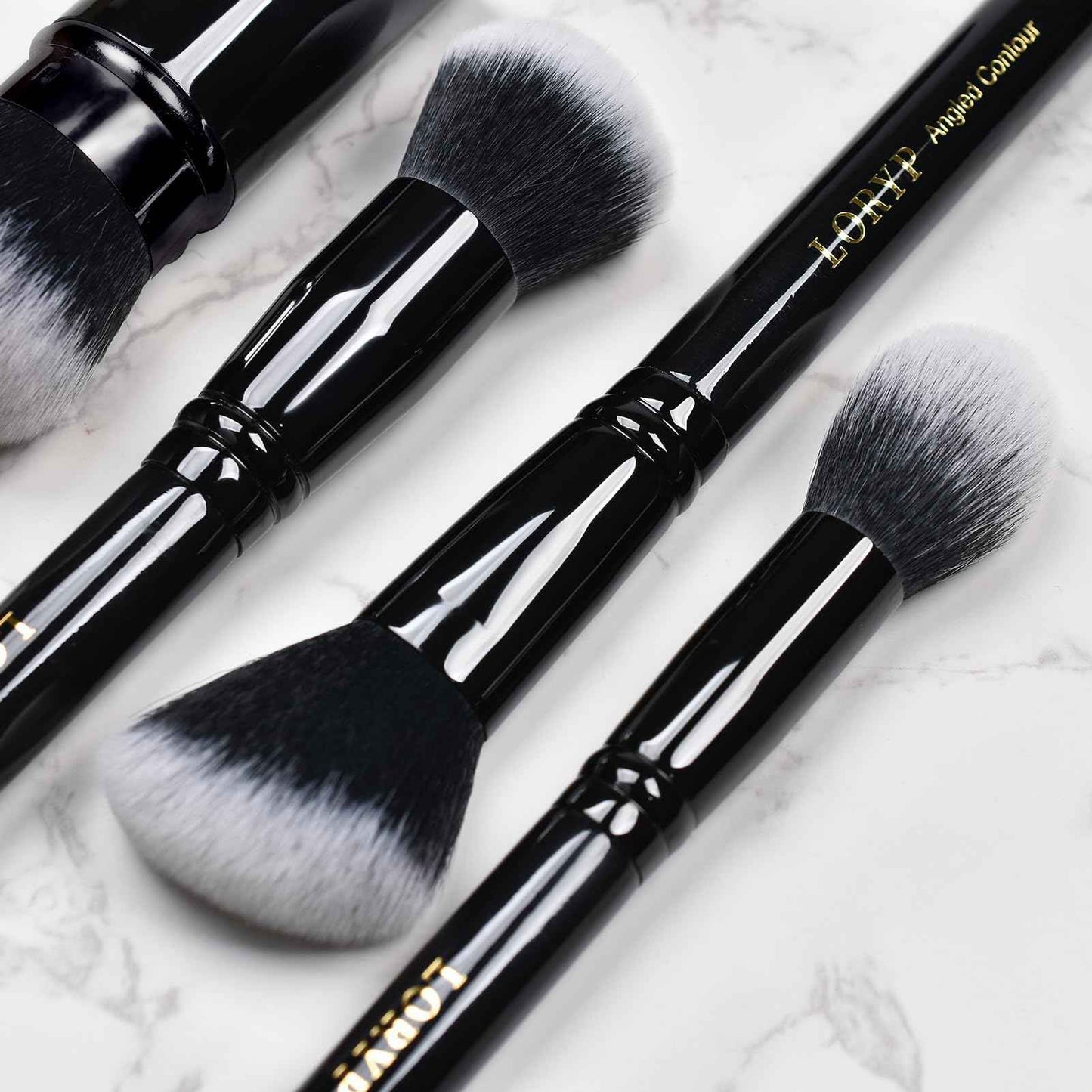 LORYP Retractable Makeup Brush Black Kabuki Foundation Brush for liquid Cream and Powder Makeup 2 Pack Travel Makeup Brush Set