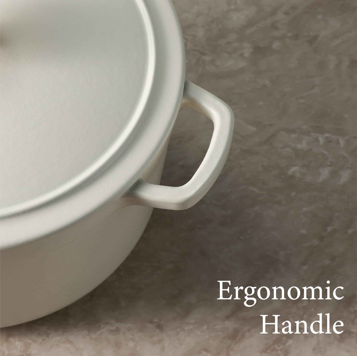 CAROTE Cast Iron Dutch Oven Pot with Lid, Enameled Dutch Oven for Sourdough Bread Baking, Dual Handles, Heavy-Duty Cast Iron Pot, 5QT, White