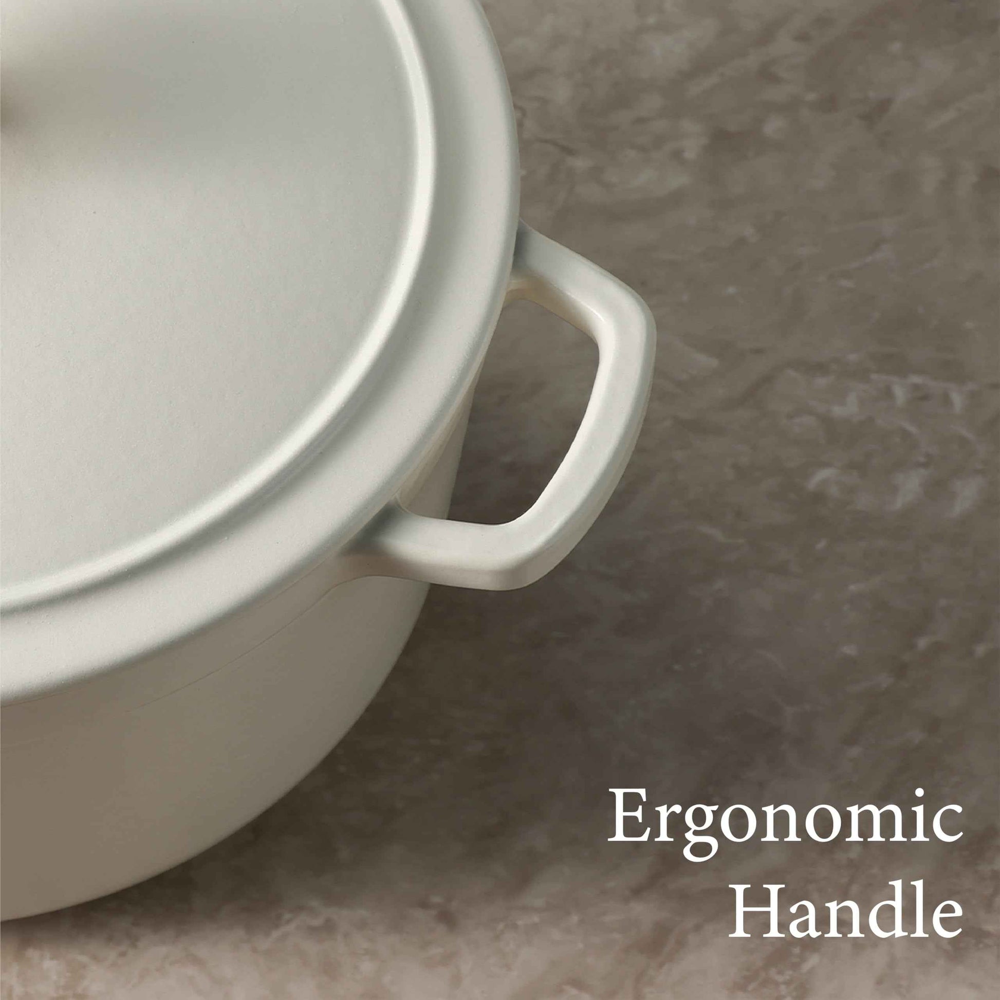 CAROTE Cast Iron Dutch Oven Pot with Lid, Enameled Dutch Oven for Sourdough Bread Baking, Dual Handles, Heavy-Duty Cast Iron Pot, 5QT, White