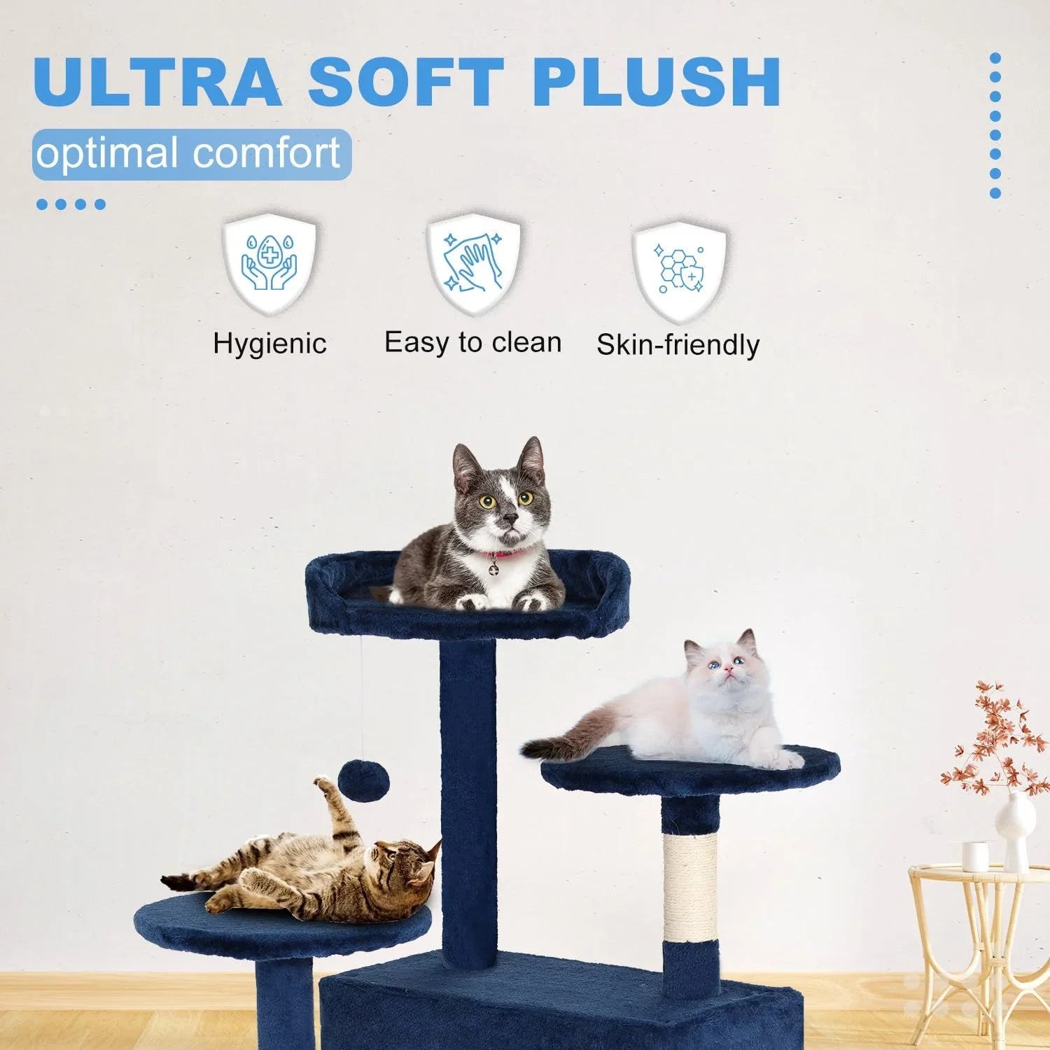 FDW Cat Tree 54in Cat Tower Multi-Level Durable Cat Scratching Post & Cozy Fun Cat Jumping Platform Space Saving Cat Condo Pet Play House for Indoor Cats,Dark Gray jlhbookstore.store