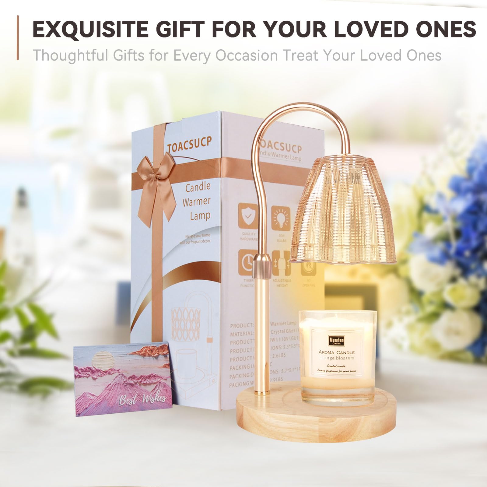 Candle Warmer Lamp with 3 Bulbs, Adjustable Height Dimmable Candle Warmer with Timer, Candle Lamp with Charming Gift Box Ribbon,Birthday Gifts for Women Mom, House Warming Gifts New Home Decor jlhbookstore.store