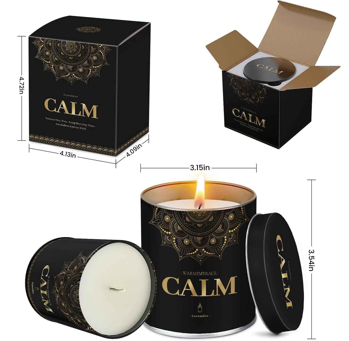 WarmEmbrace Lavender Scented Candles, 9 Oz Jar Candles for Home, Office, Meditation, Yoga, Candles for Women & Men, Birthday, Christmas, Valentine's Day Present, Elegant Decorative Accent