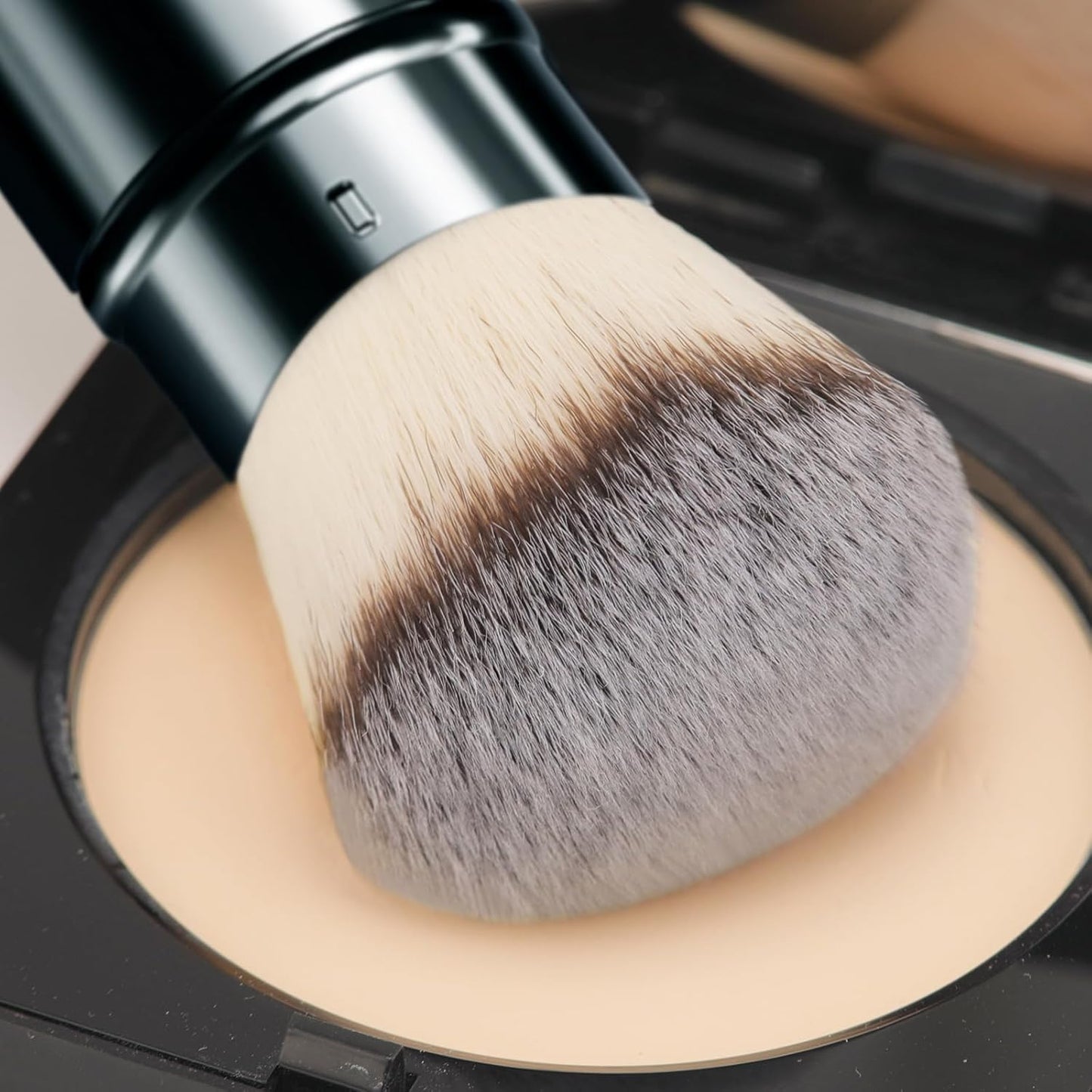 DUcare Kabuki Foundation Brush for Liquid Makeup Flat Top Professional Stick Buffing Blending Mineral Powder Large Face Makeup Brush, Black