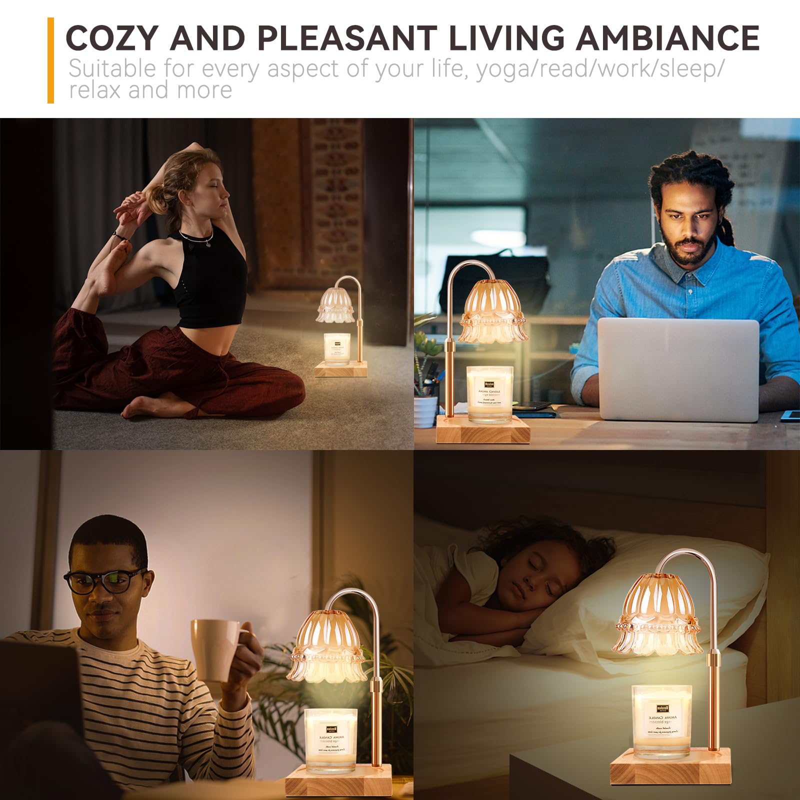 Candle Warmer Lamp with 3 Bulbs, Adjustable Height Dimmable Candle Warmer with Timer, Candle Lamp with Charming Gift Box Ribbon,Birthday Gifts for Women Mom, House Warming Gifts New Home Decor jlhbookstore.store