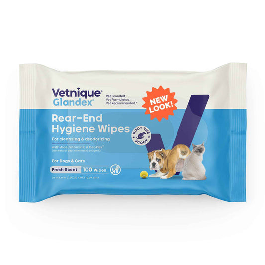 Vetnique Glandex Dog Wipes for Pets Cleansing & Deodorizing Anal Gland Hygienic Dog & Cat Wipes with Vitamin E, Skin Conditioners and Aloe (75ct)