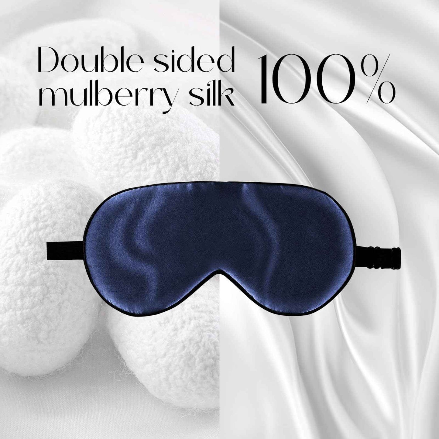 ZIMASILK 100% Mulberry Silk Sleep Mask with Adjustable Strap, Super-Smooth Soft Natural Silk Eye Mask for Sleep, Multiple Color Options(Navy Blue)