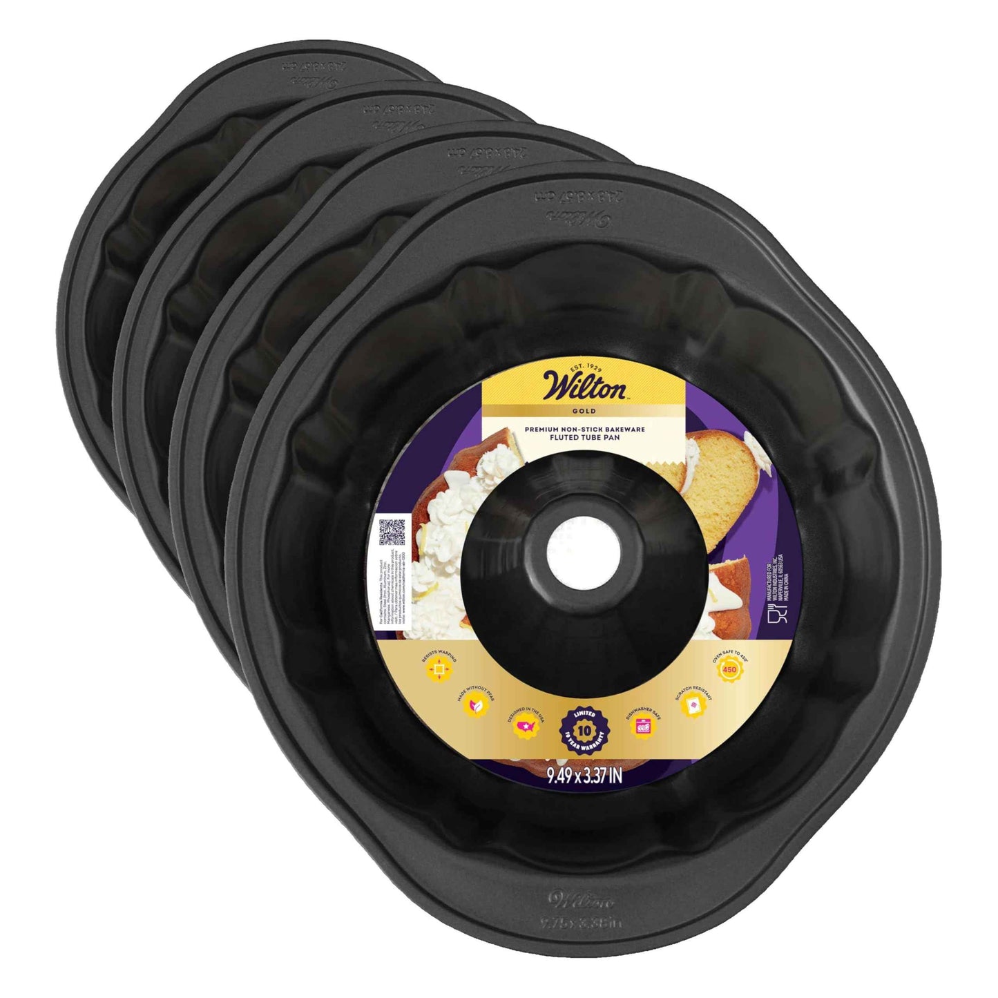 Wilton Gold Non-Stick 9.49 in Fluted Bundt Cake Pan, Stainless Steel Bakeware, Made without PFAS, Packaging May Vary