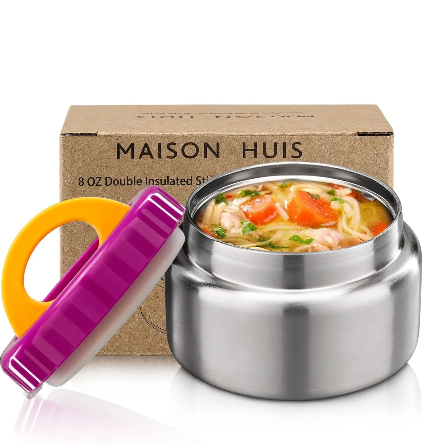 MAISON HUIS 8oz Soup Thermo Wide Mouth Vacuum Insulated Thermo Jar, Leak Proof Stainless Steel Food Container for Hot&Cold Food Kids Lunch Soup for School Travel (Green) - Jlhbookstore.store