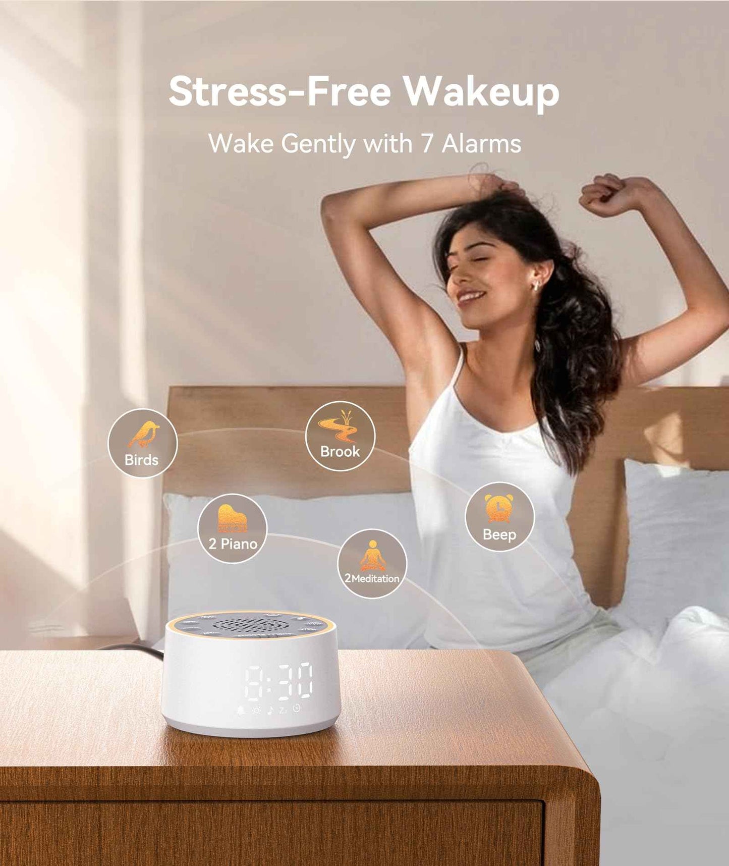 Dreamegg Sound Machine for Sleep - D1 Nova White Noise Sound Machine for Baby Adult with Alarm Clock, Soothing Sounds, Dimmable, White Noise Alarm Clocks for Bedrooms Heavy Sleepers Travel, Black