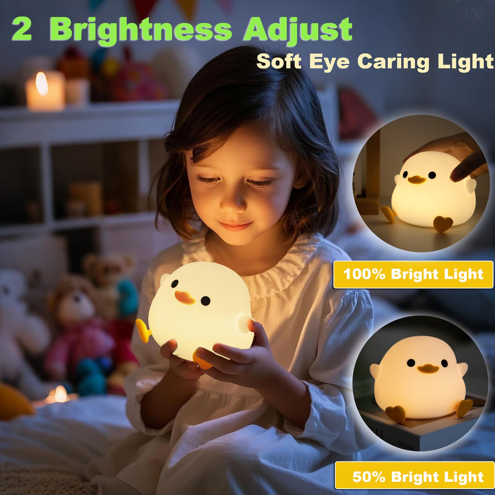 DREAMING MY DREAM Cute Duck Lamp,Do Do Duck Night Light,Silicone Squishy Nursery Bedside Lamp,USB Rechargeable Touch Table Lampfor Bedrooms, Living Room Decor Gift Toy jlhbookstore.store