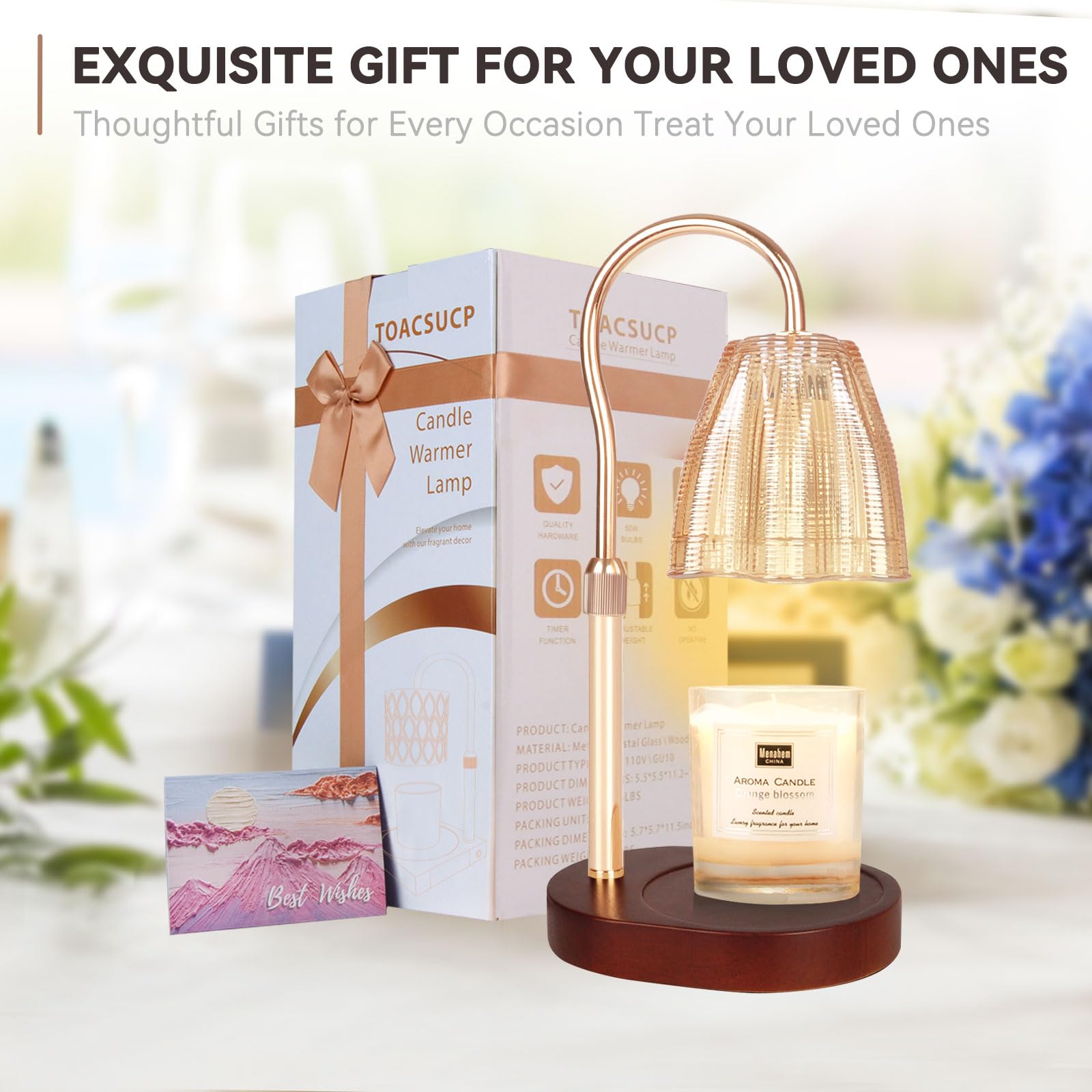 Candle Warmer Lamp with 3 Bulbs, Adjustable Height Dimmable Candle Warmer with Timer, Candle Lamp with Charming Gift Box Ribbon,Birthday Gifts for Women Mom, House Warming Gifts New Home Decor jlhbookstore.store