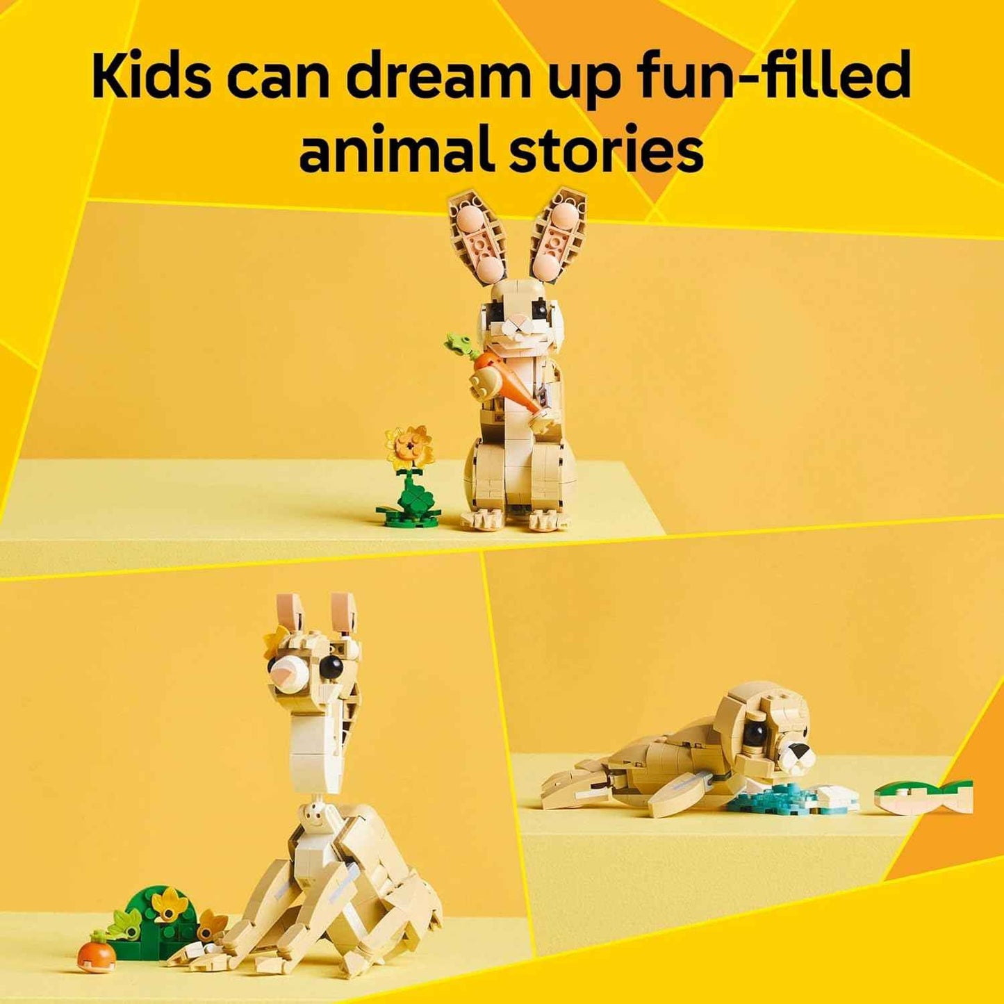 LEGO Creator 3 in 1 Cute Bunny Toy - Building Toy Set with 3 Build Options, Bunny, Seal, or Llama - Animal Figures for Kids, Girls and Boys, Ages 8+ - Gift Idea for Birthdays - 31162