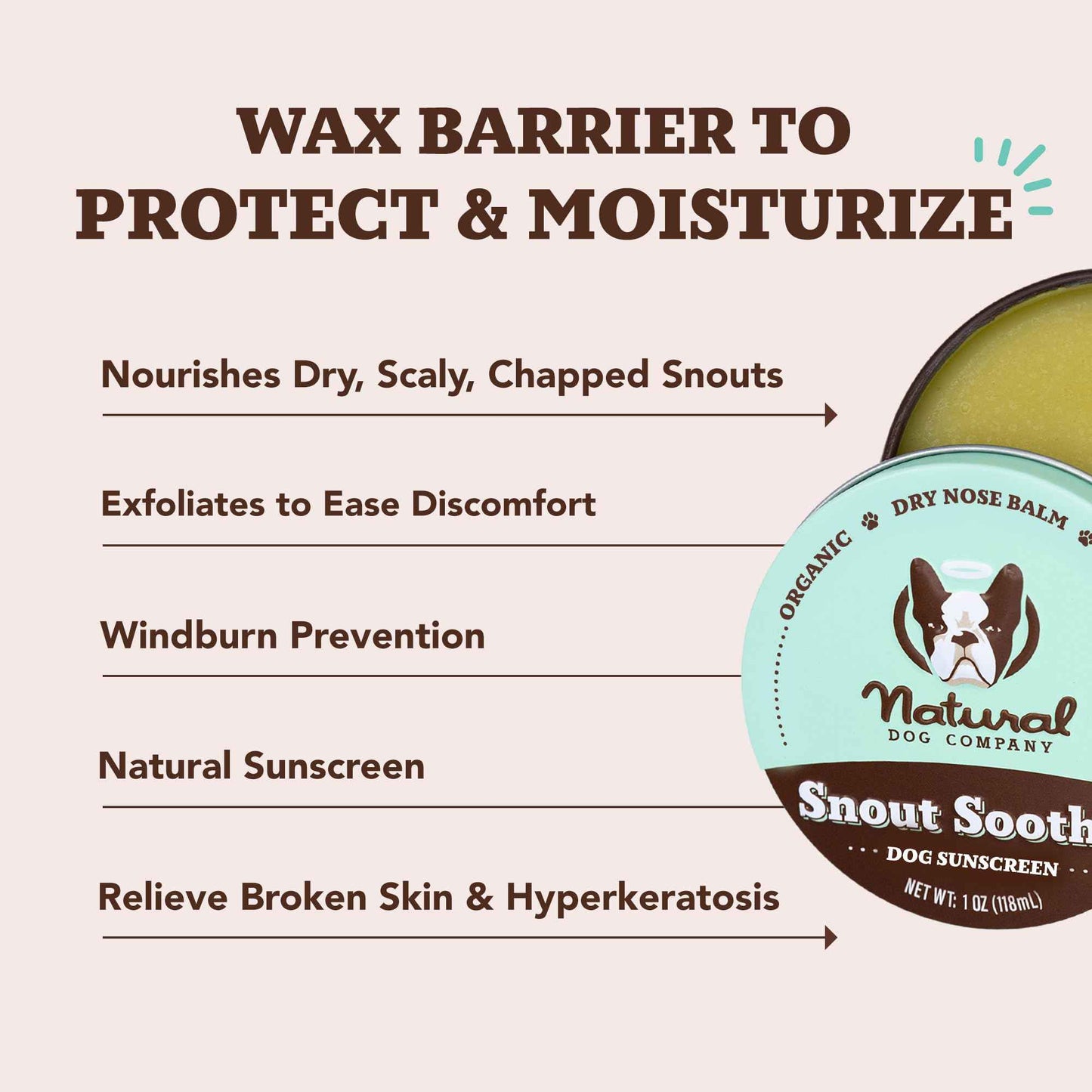 Natural Dog Company Snout Soother Travel Stick 0.15 oz – All Natural Dog Nose Balm for Dry, Cracked Snouts – Organic Moisturizing & Soothing Balm – Lick-Safe Mini Snout Care, Made in USA