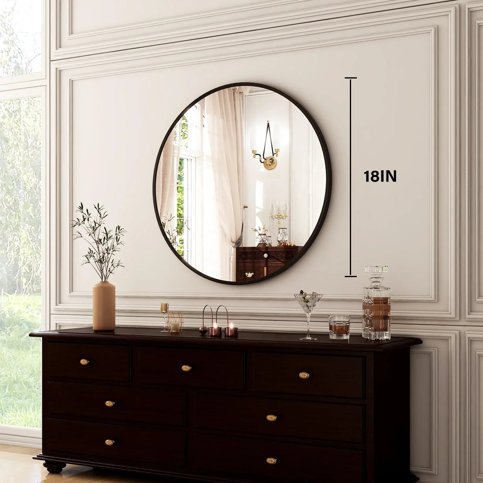 HARRITPURE Round Mirror 30 Black Wall Mounted Circle Mirrors Vanity Mirror with Brushed Aluminum Alloy Frame Modern Decoration for Bathroom, Living Room, Vanity, Bedroom, Entryway - Jlhbookstore.store