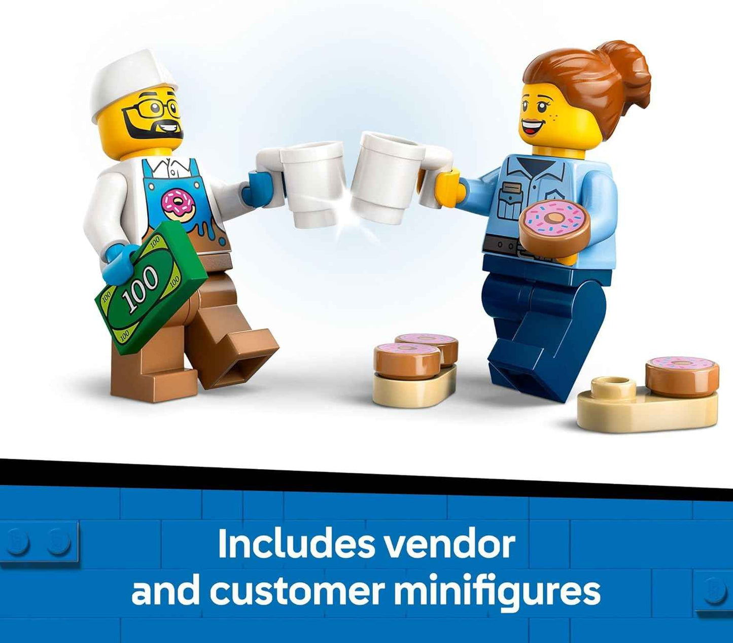 LEGO City Donut Truck Toy - Building Toy for Kids, Boys and Girls, Ages 5+ - Mobile Donut Stand with 2 Minifigures and Other Accessories - Fun Gift Idea for Birthdays & Holidays - 60452