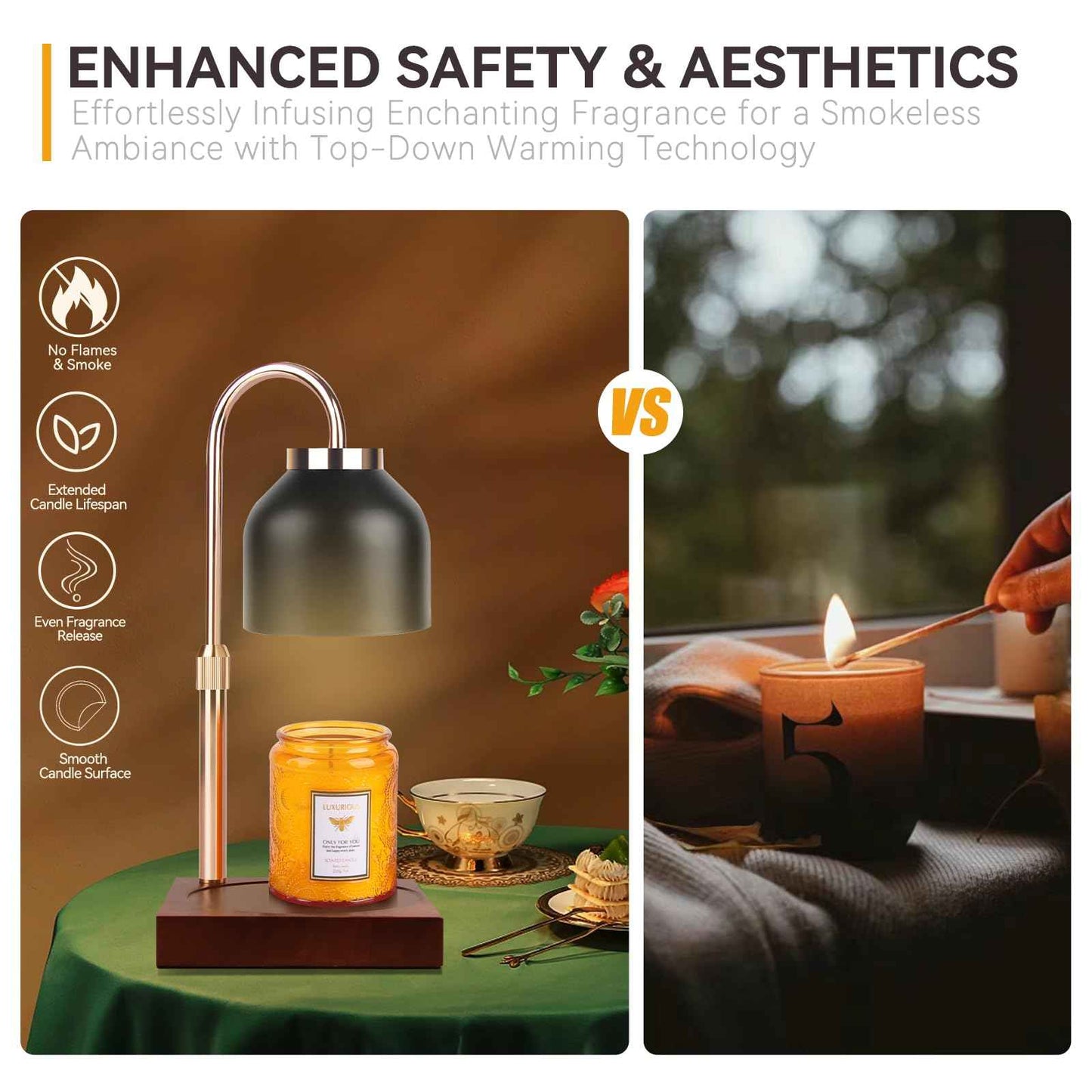 Candle Warmer Lamp with 3 Bulbs, Adjustable Height Dimmable Candle Warmer with Timer, Candle Lamp with Charming Gift Box Ribbon,Birthday Gifts for Women Mom, House Warming Gifts New Home Decor