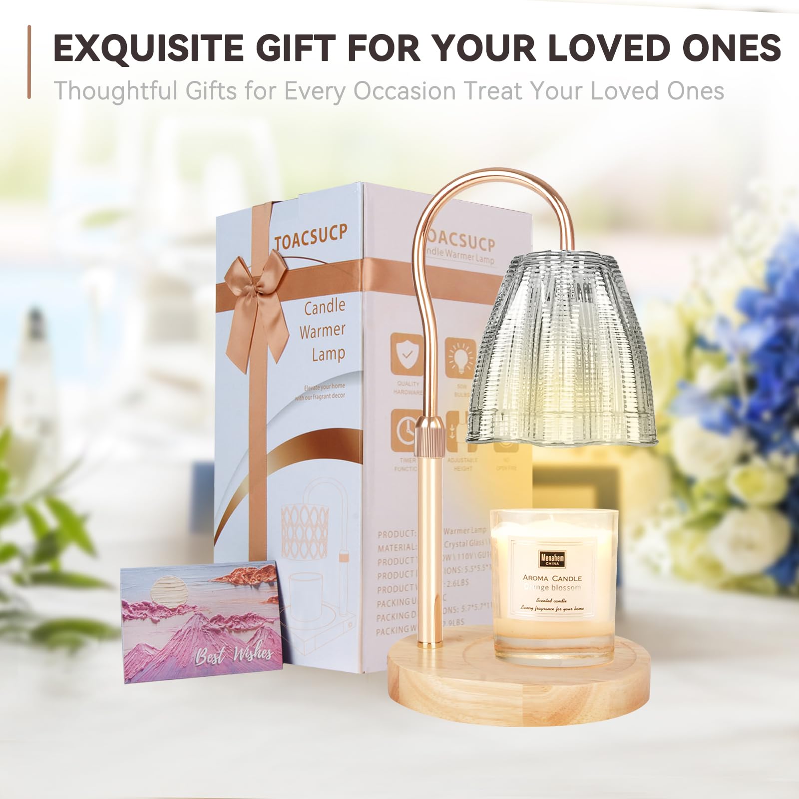 Candle Warmer Lamp with 3 Bulbs, Adjustable Height Dimmable Candle Warmer with Timer, Candle Lamp with Charming Gift Box Ribbon,Birthday Gifts for Women Mom, House Warming Gifts New Home Decor jlhbookstore.store
