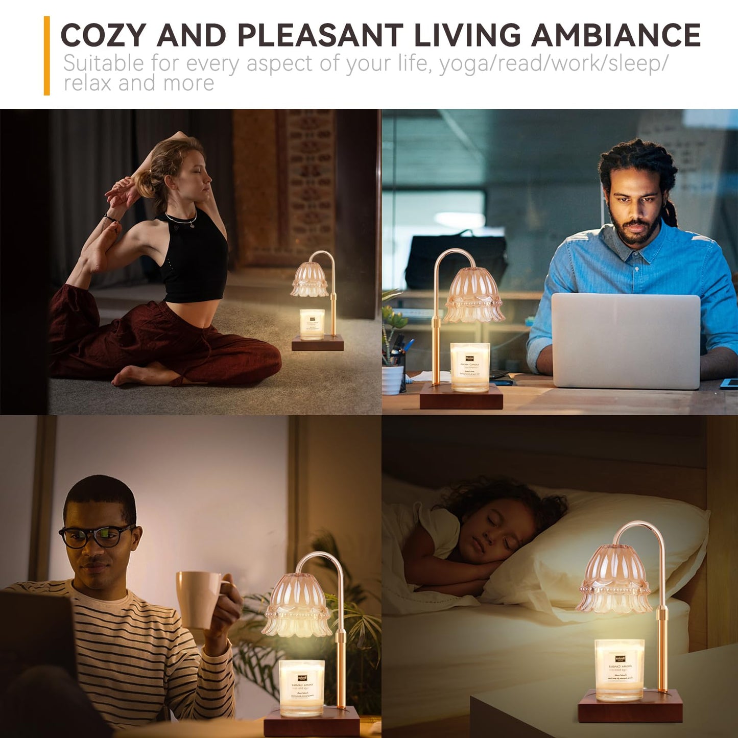 Candle Warmer Lamp with 3 Bulbs, Adjustable Height Dimmable Candle Warmer with Timer, Candle Lamp with Charming Gift Box Ribbon,Birthday Gifts for Women Mom, House Warming Gifts New Home Decor jlhbookstore.store