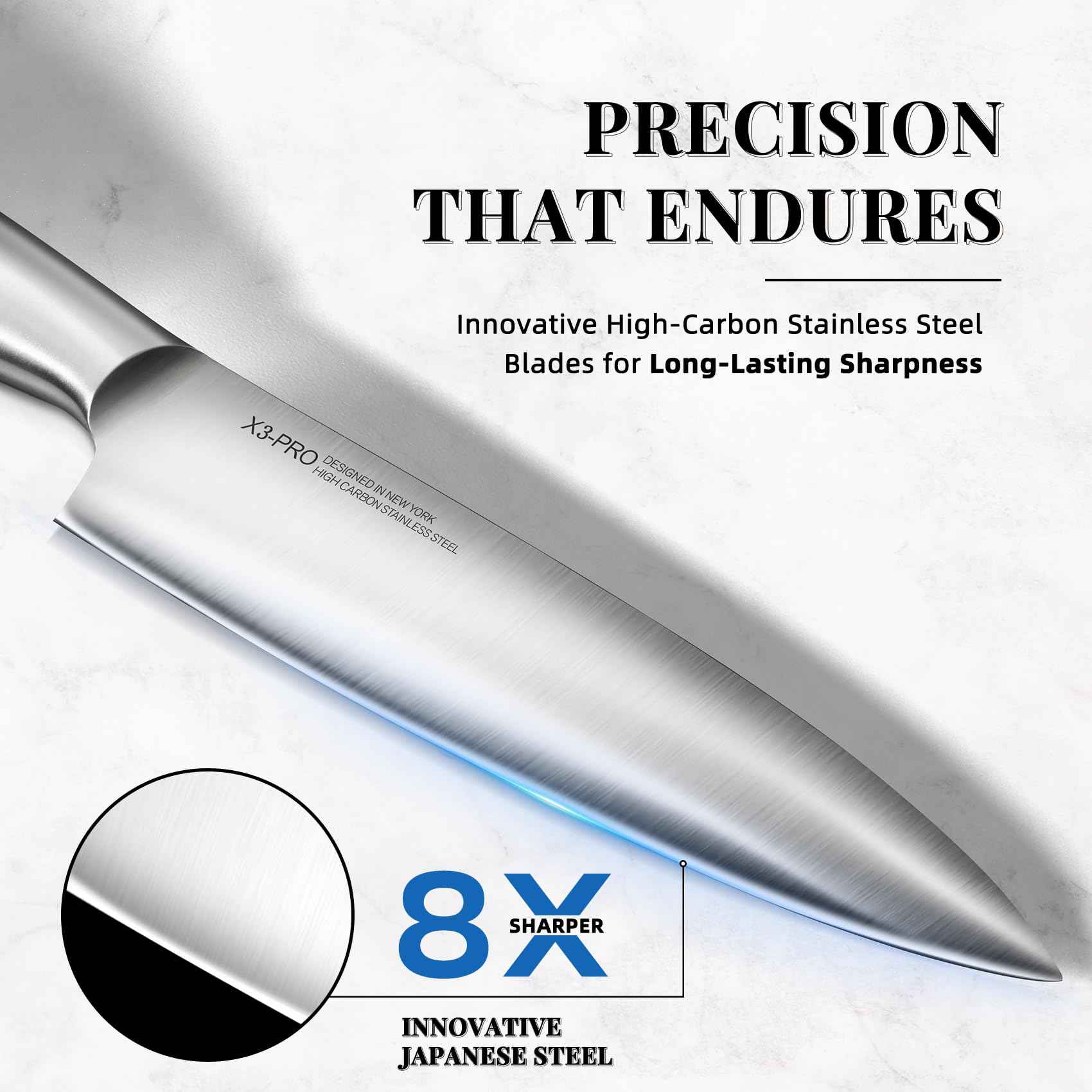 Knife Set Premium, Japanese 14 Pcs Kitchen Knife Block Set Enduring Razor Sharp High Carbon Stainless Steel, Black Chef Knives Set with Built-in Sharpener and Quality Acacia Wood Block