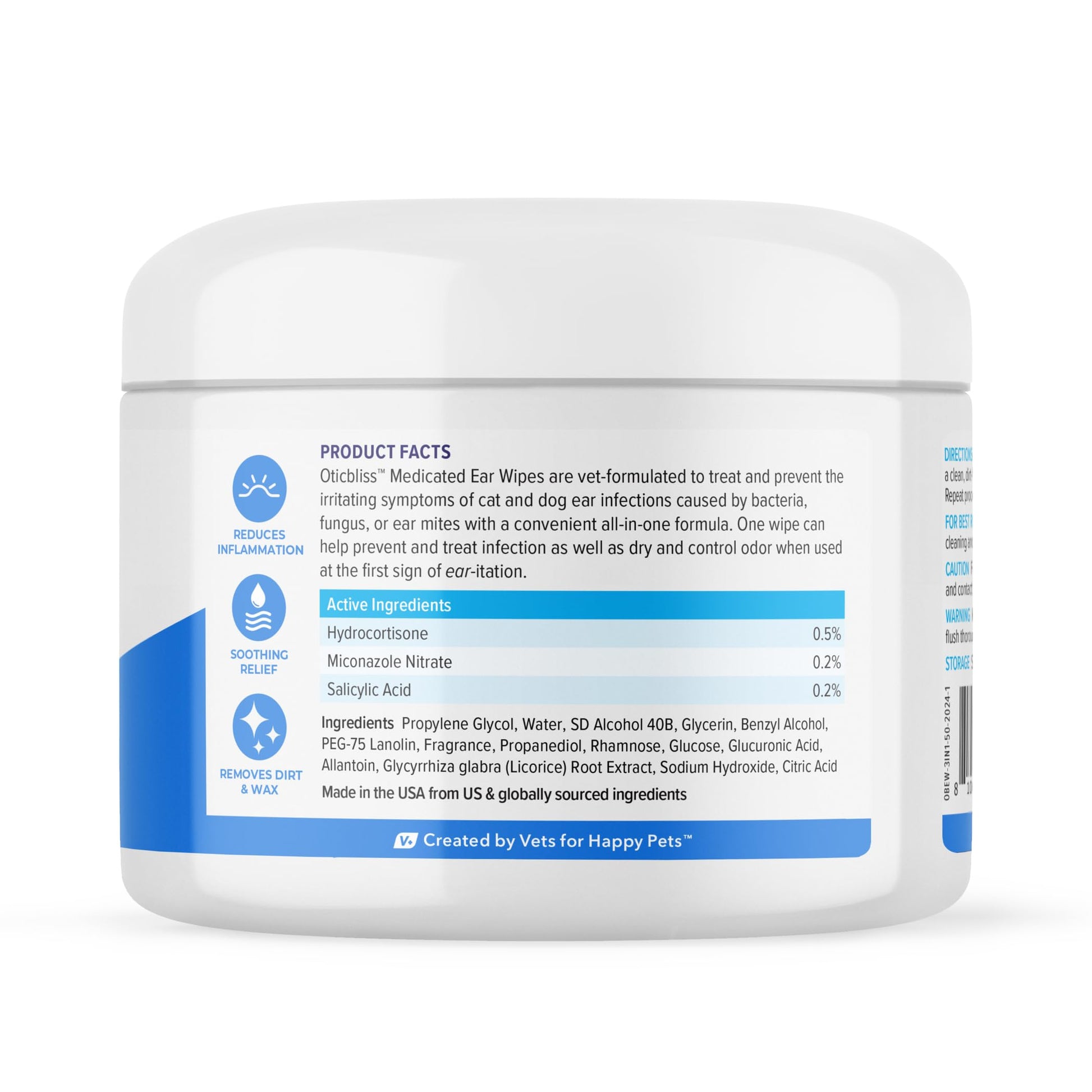 Vetnique Oticbliss Cat & Dog Ear Wipes - Dog Ear Infection Treatment or Dog Ear Cleaner Wipes for Dirty, Waxy, Smelly Dog Ears, Odor Control with Aloe Vera & Salicylic Acid (Finger Mitt Ear Wipes) jlhbookstore.store