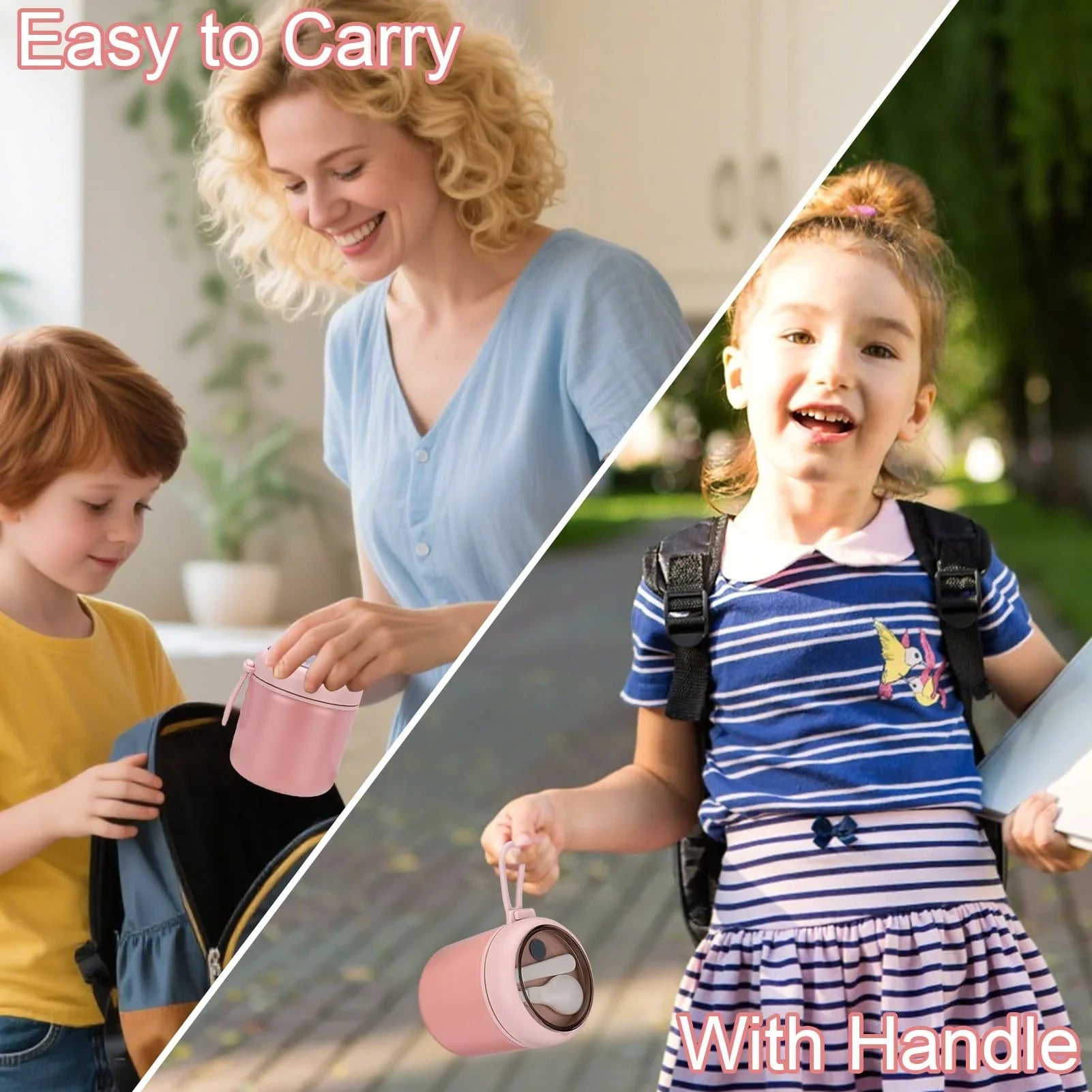 Juome 16oz Kids Thermo for Hot Food - Insulated Vacuum Food Jar Container, Wide Mouth Stainless Steel Soup Thermo Lunch Box for Kids with Spoon, Leakproof (Pink) - Jlhbookstore.store