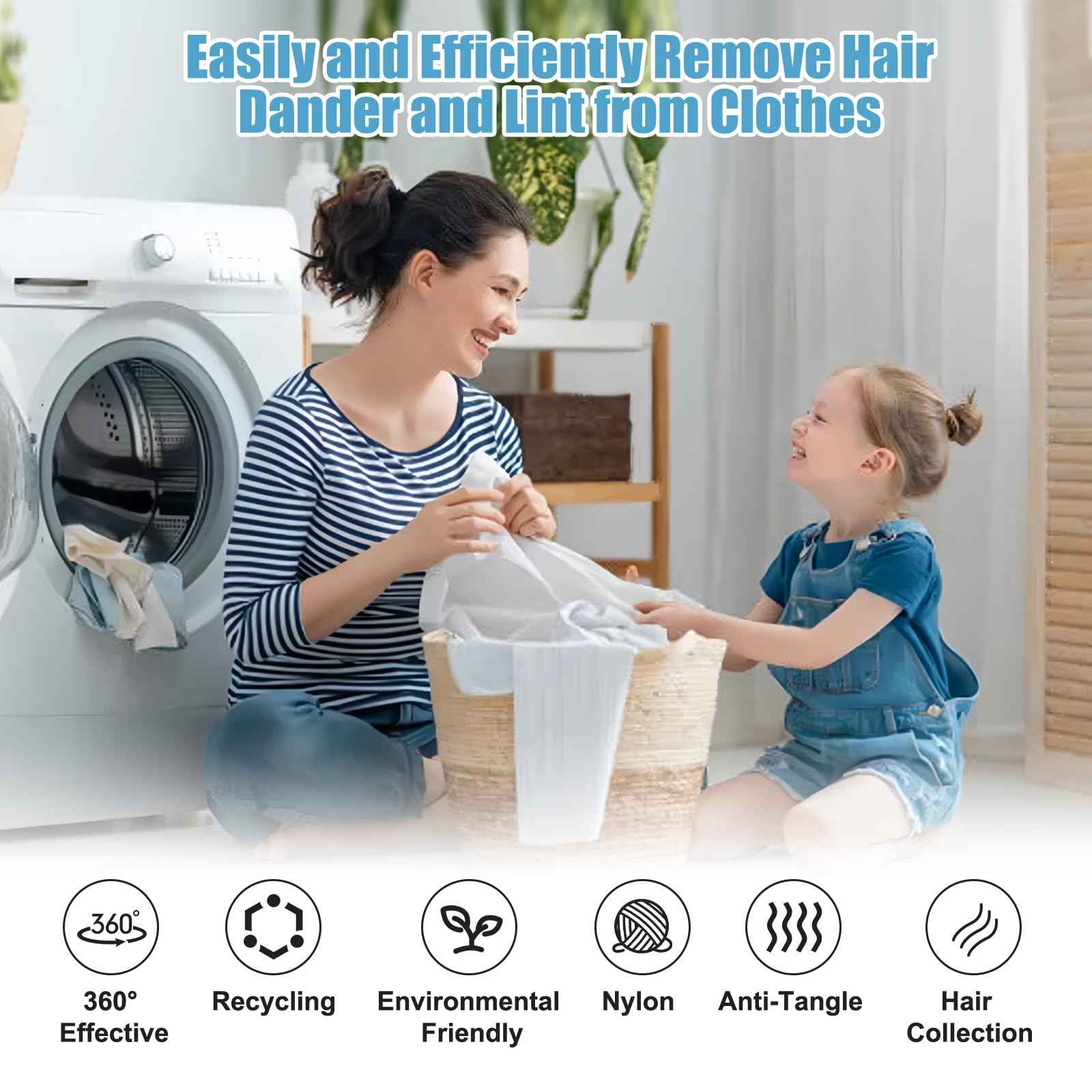 12 PCS Pet Hair Remover for Laundry, Reusable Dog & Cat Hair Remover for Laundry, Laundry Pet Hair Catcher for Clothes, Bedding, Won’t Damage Fabrics (Blue)