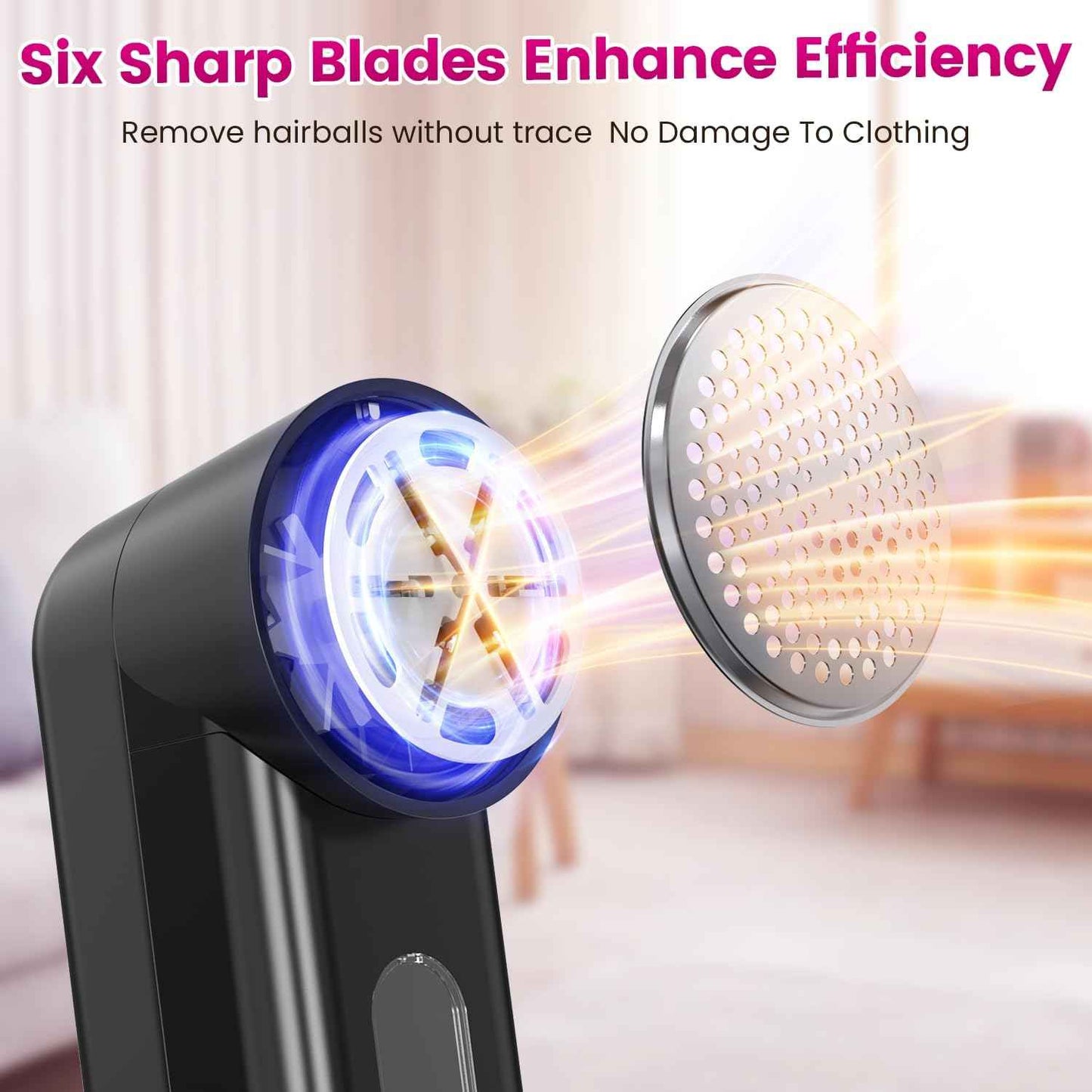 Fabric Shaver, Ziitty Lint Remover for Clothes, Type-C Rechargeable Lint Shaver with LCD Display & 6-Blade, Sweater Shavers to Remove Pilling，Fuzz Remover Fabric Shaver for Clothing and Furniture