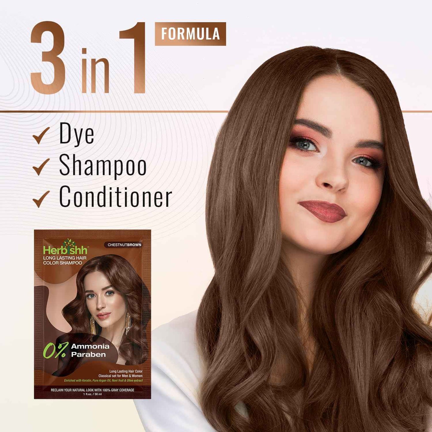 Herbishh Black Shampoo, Hair Dye Shampoo 3 in 1, 100% Grey Coverage, Demi-Permanent Hair Color for Men & Women, Long-lasting Color in 5-15 Mins, Ammonia-free, 200 ml