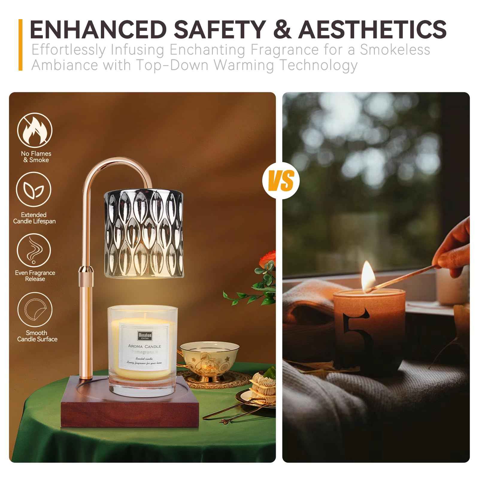 Candle Warmer Lamp with 3 Bulbs, Adjustable Height Dimmable Candle Warmer with Timer, Candle Lamp with Charming Gift Box Ribbon,Birthday Gifts for Women Mom, House Warming Gifts New Home Decor