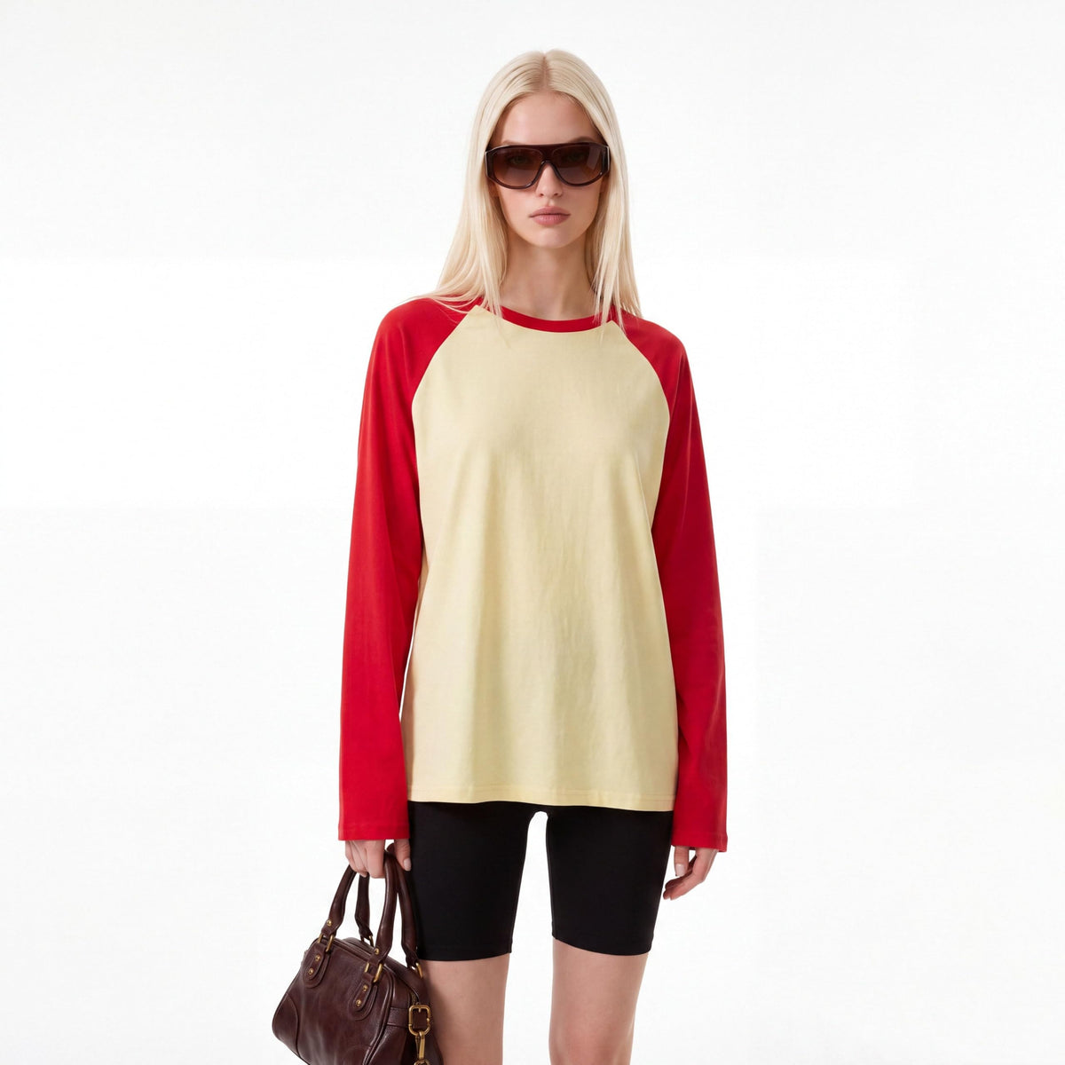 Women Long Sleeve Raglan Shirts Pollover Oversized Baseball Tops