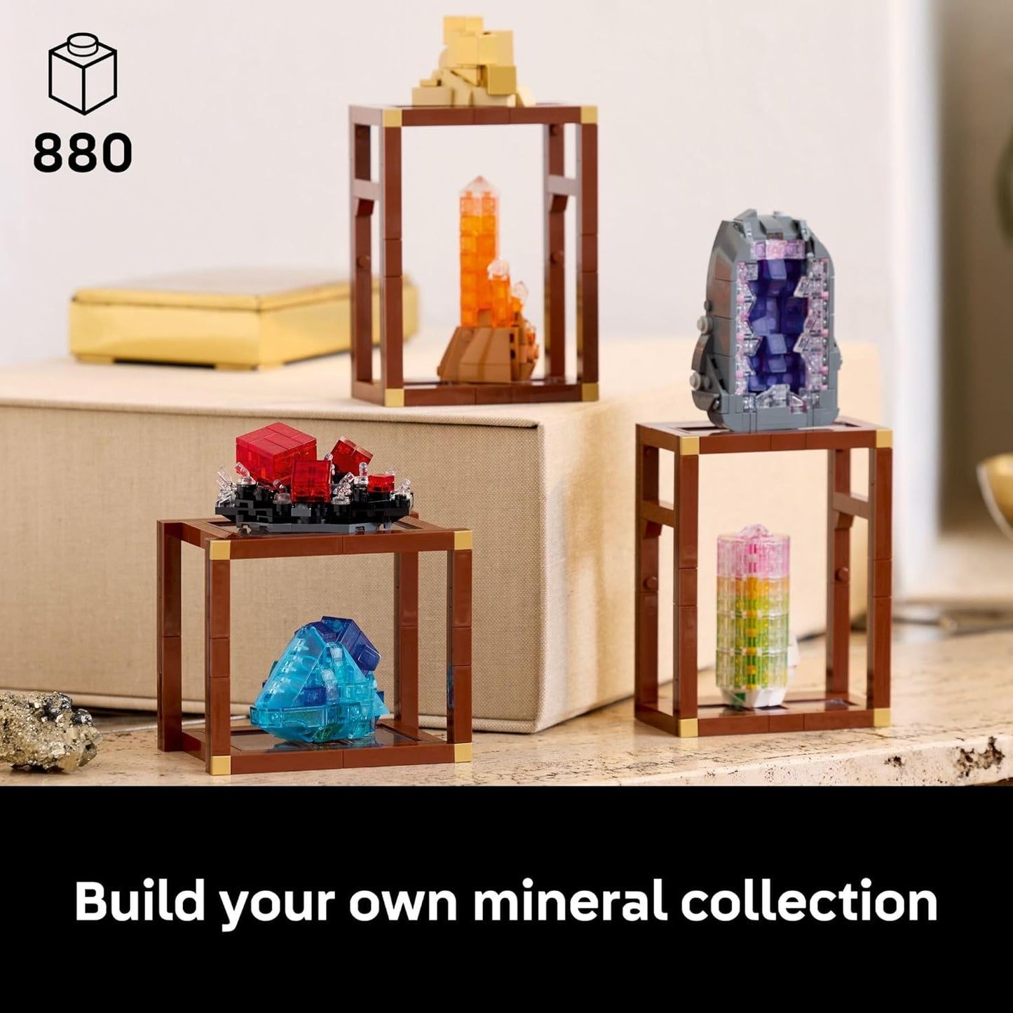 LEGO Ideas Mineral Collection Building Set for Adults, Ages 18+ - Bedroom or Office Decor with 3 Display Shelves - Unique Gift Idea for Men & Women - 21362