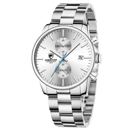 GOLDEN HOUR Fashion Business Mens Watches with Stainless Steel Waterproof Chronograph Quartz Watch for Men, Auto Date