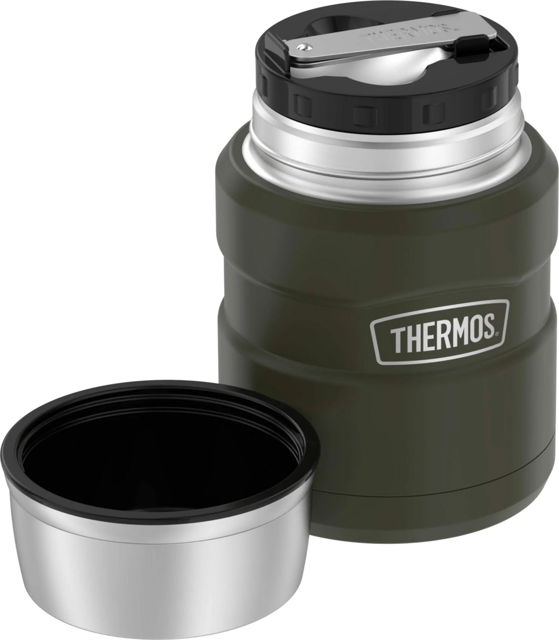 THERMOS Stainless King Vacuum-Insulated Food Jar with Spoon, 16 Ounce, Army Green - Jlhbookstore.store