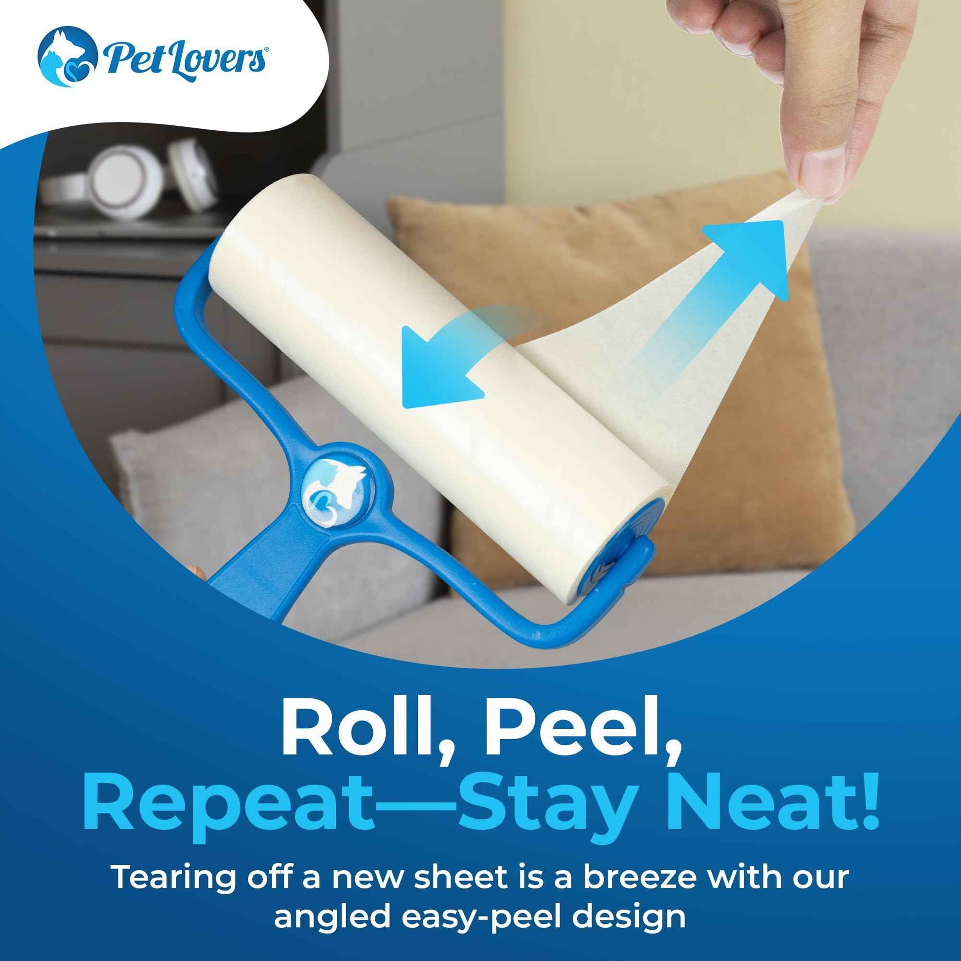 PetLovers Extra Sticky Lint Roller Mega Value Set 450 Sheets for Pet Hair Removal and Clothes, Dog and Cat Lint Remover 5 Pack