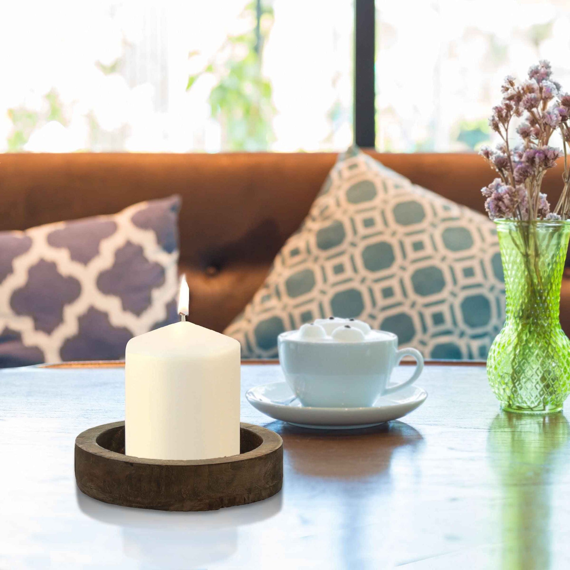 Stonebriar 6 Pack Tall 3 x 6 Inch 65 Hour Long Burning Unscented Ivory Wax Pillar Candles