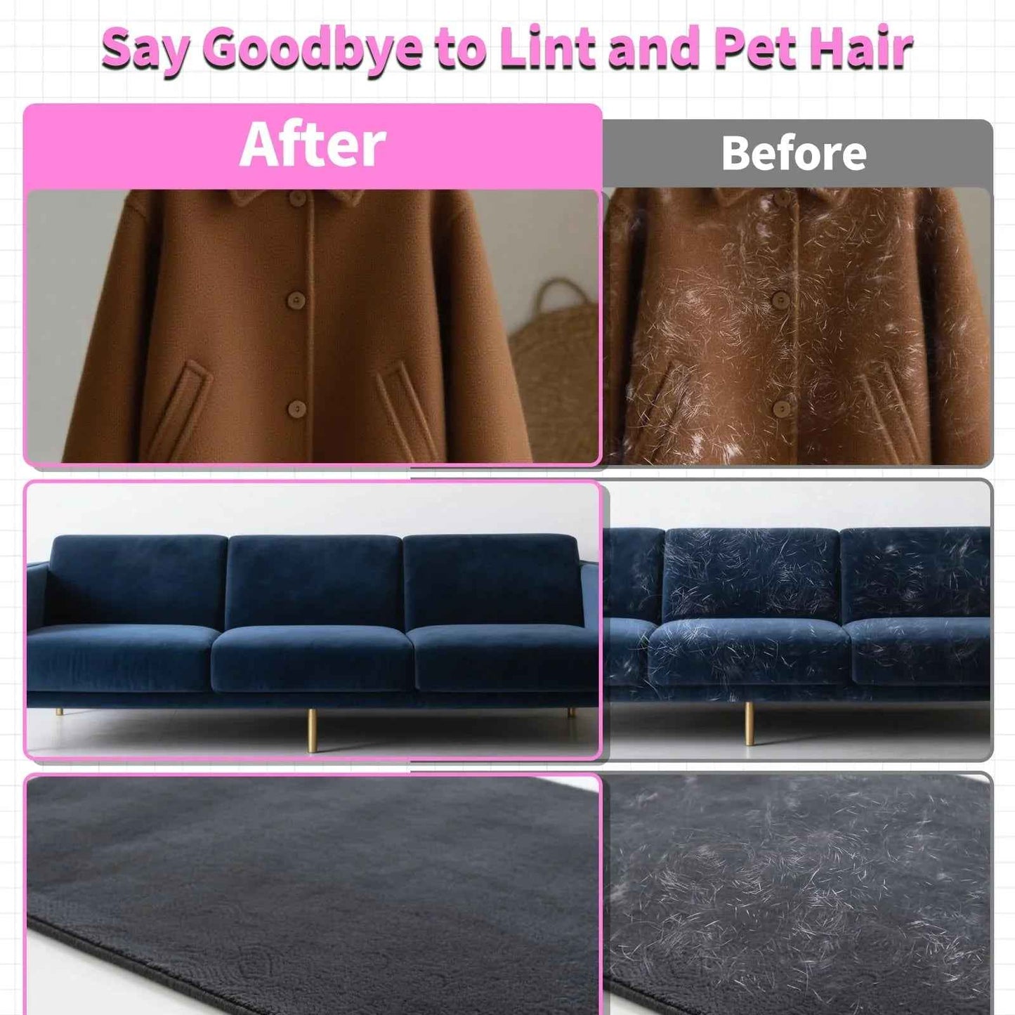 Pet Hair Removal Glove for Dogs & Cats, Newly Upgraded Reusable Electrostatic Pet Hair Gloves, Pet Hair Remover Tool for Clothing, Couch, Carpet, Car Seat