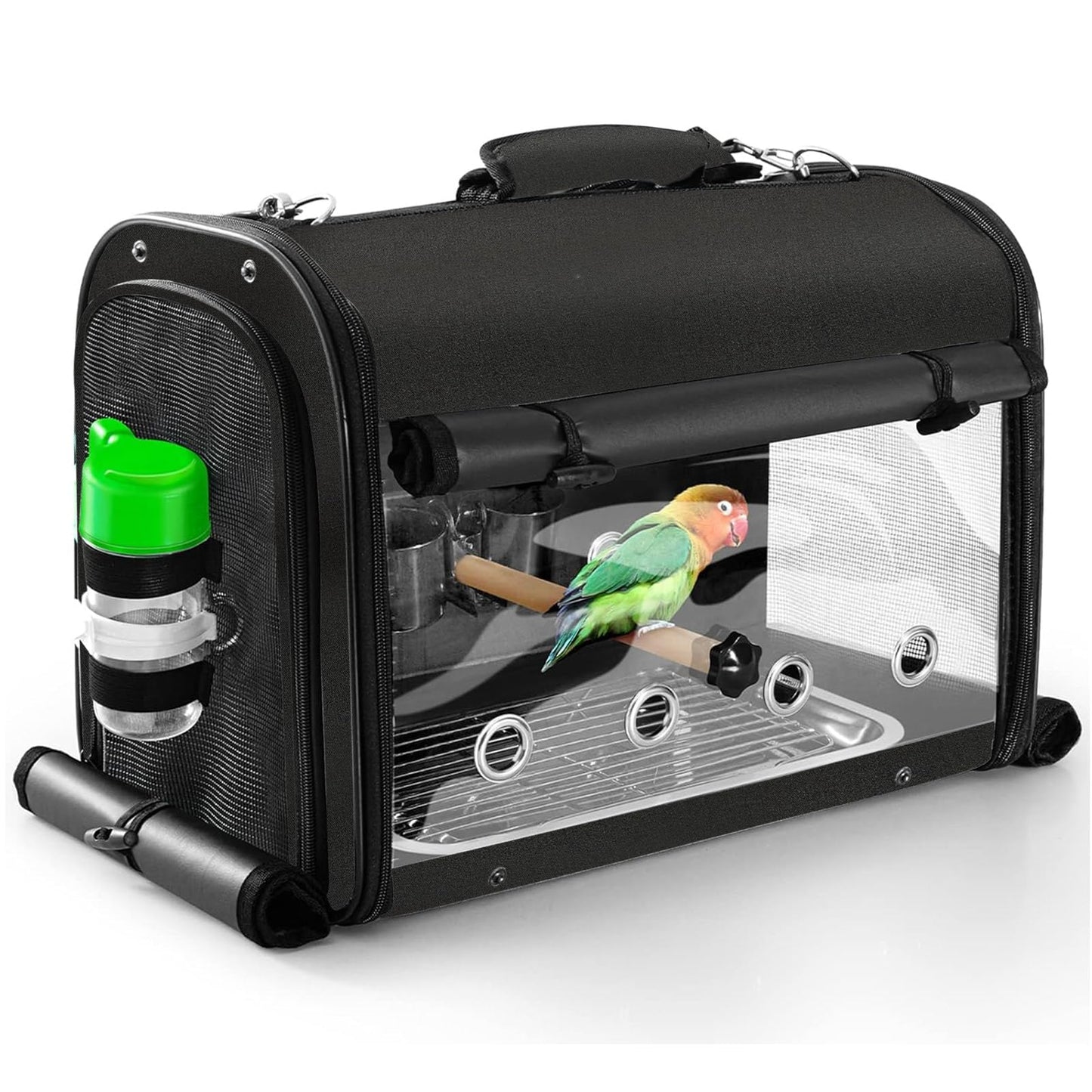 SUERTREE Bird Carrier Bag With Stand, Lightweight Backpack for Parrot, Portable Travel Cage, Pet Transparent Breathable Carrier