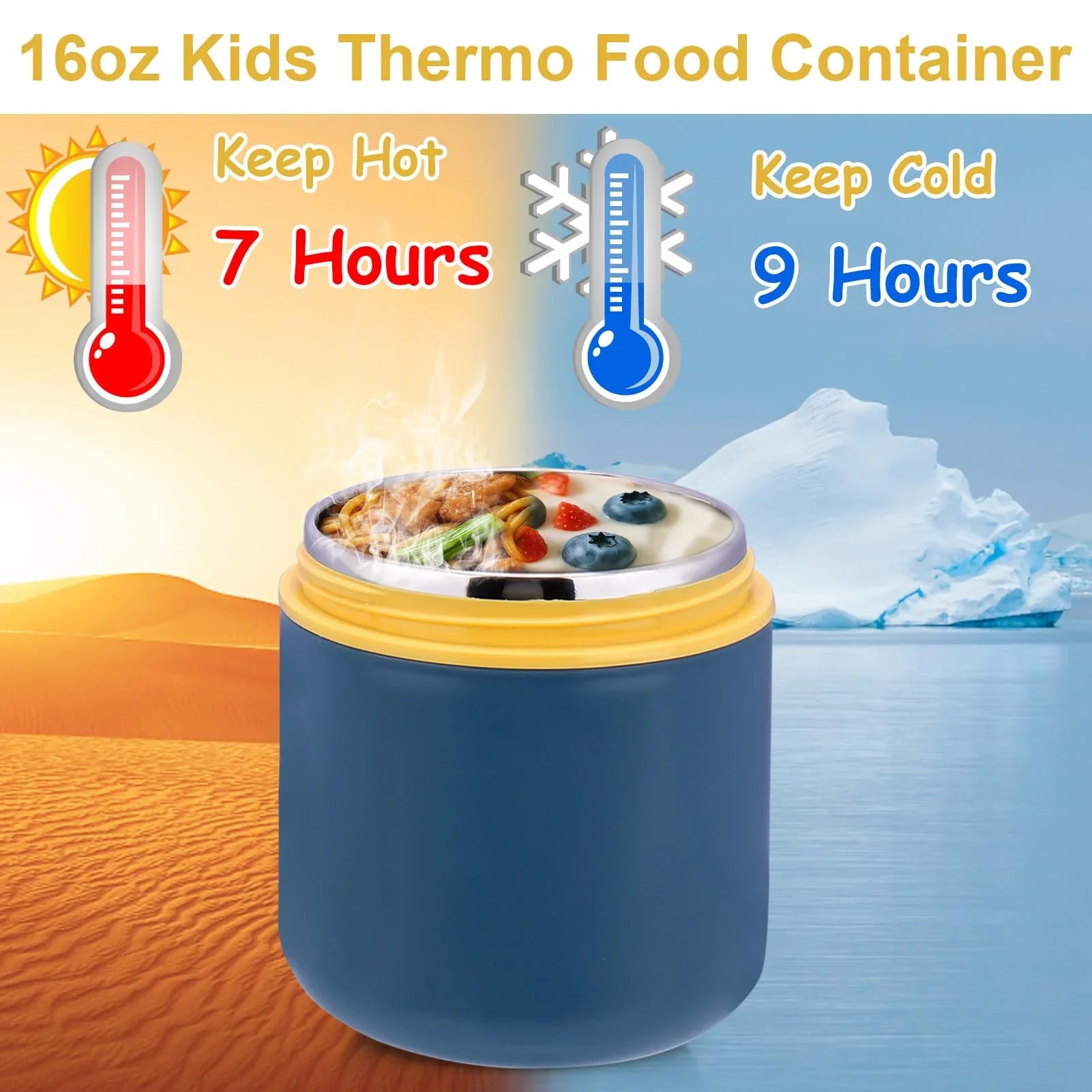 Juome 16oz Kids Thermo for Hot Food - Insulated Vacuum Food Jar Container, Wide Mouth Stainless Steel Soup Thermo Lunch Box for Kids with Spoon, Leakproof (Pink) - Jlhbookstore.store