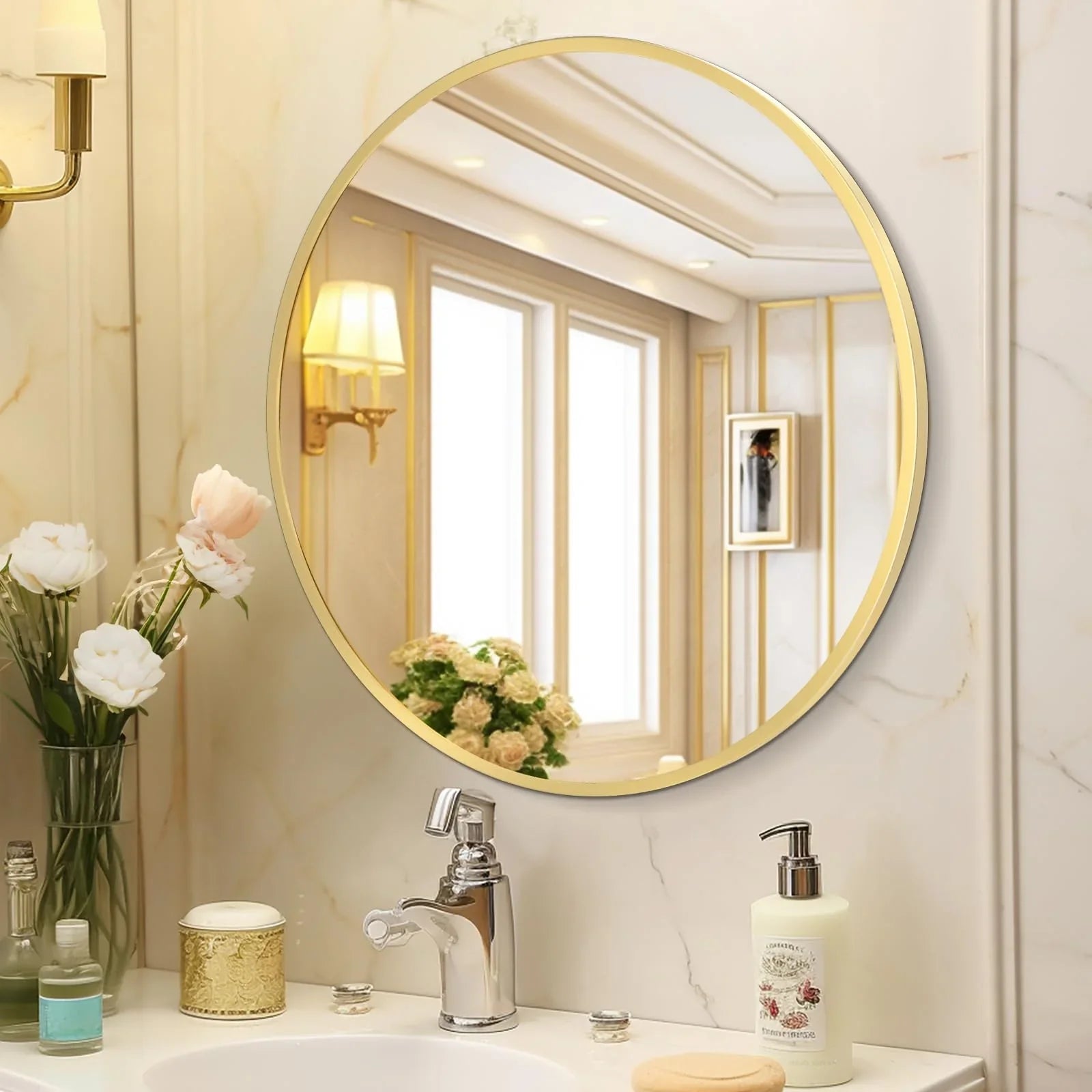 HARRITPURE Round Mirror 30 Black Wall Mounted Circle Mirrors Vanity Mirror with Brushed Aluminum Alloy Frame Modern Decoration for Bathroom, Living Room, Vanity, Bedroom, Entryway jlhbookstore.store